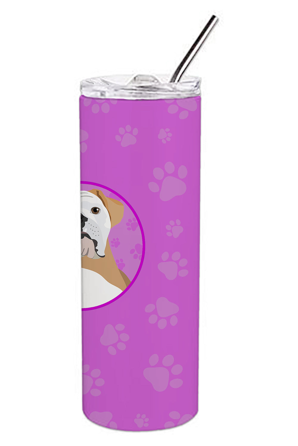 English Bulldog Fawn and White Stainless Steel 20 oz Skinny Tumbler - the-store.com