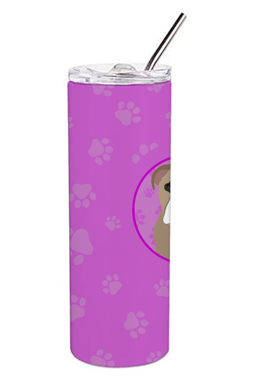 English Bulldog Lilac Tricolor Stainless Steel 20 oz Skinny Tumbler - the-store.com