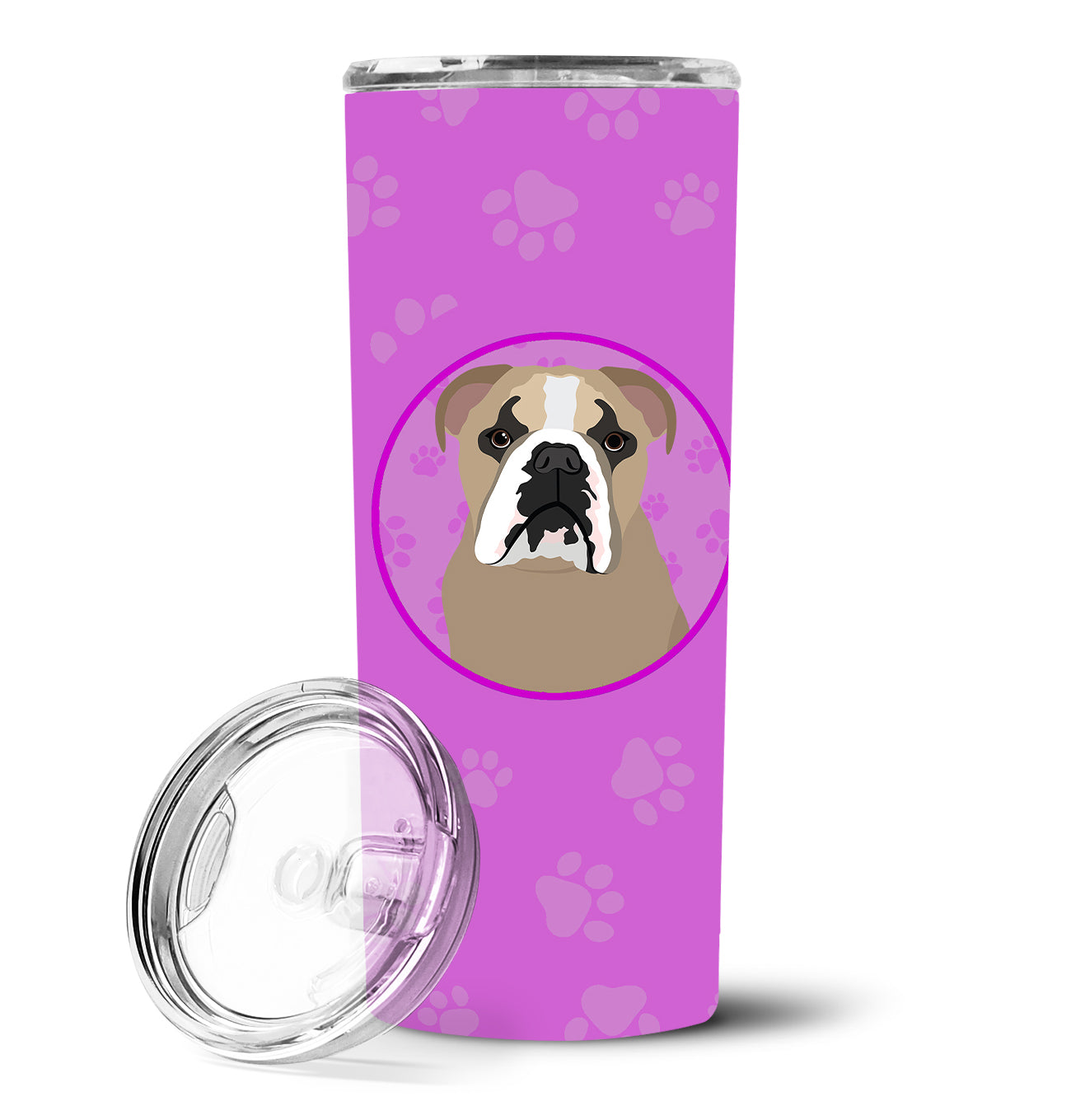 English Bulldog Lilac Tricolor Stainless Steel 20 oz Skinny Tumbler - the-store.com