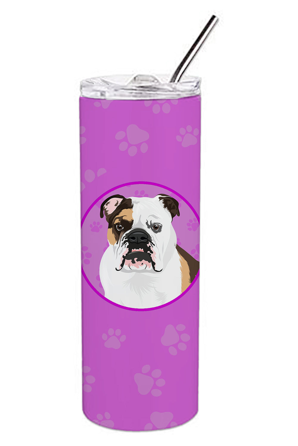 Buy this English Bulldog Tricolor #3 Stainless Steel 20 oz Skinny Tumbler