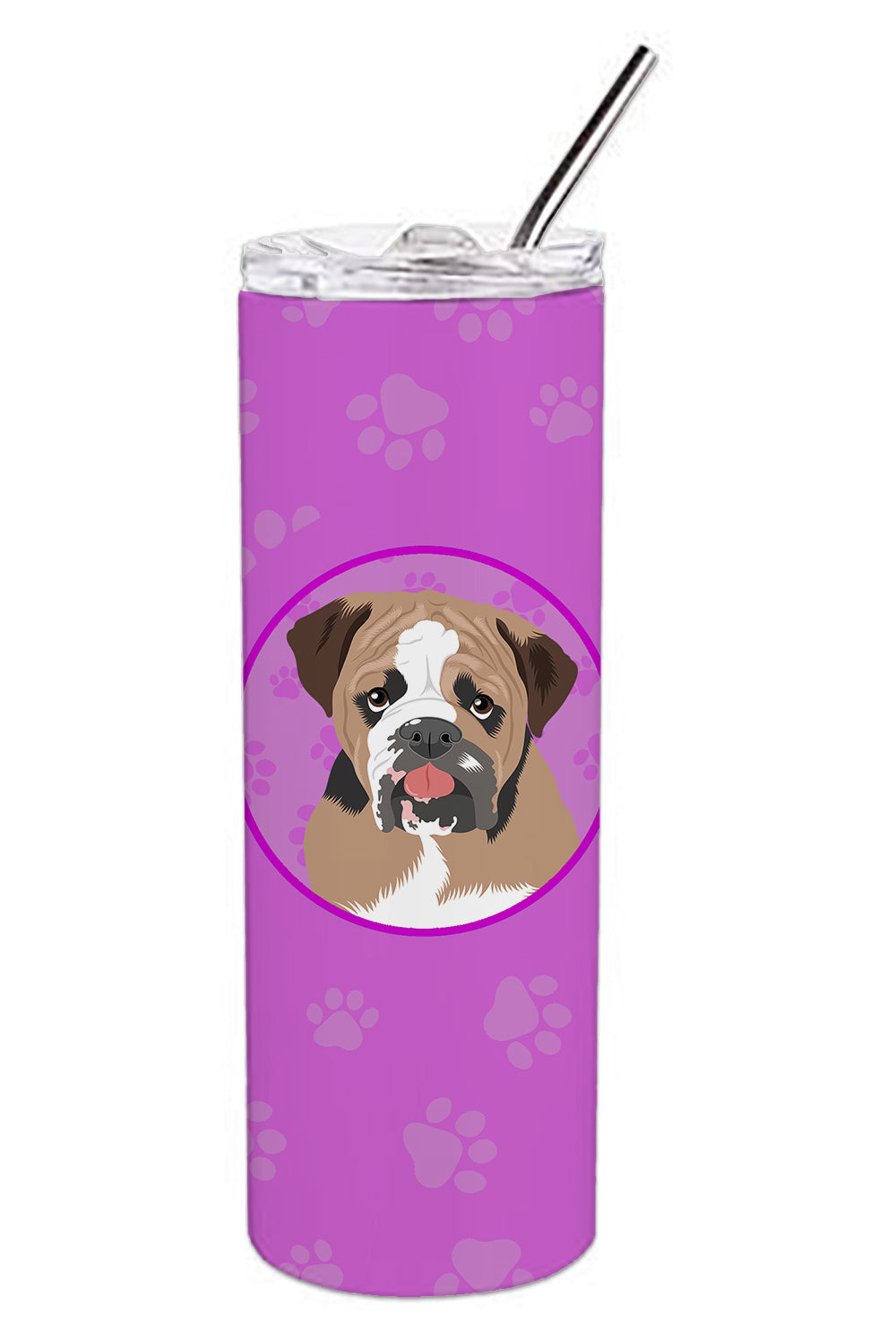 Buy this English Bulldog Tricolor #4 Stainless Steel 20 oz Skinny Tumbler