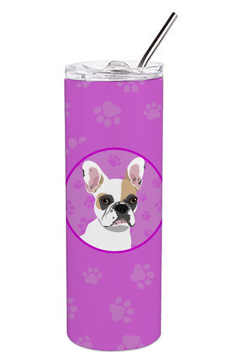 Buy this French Bulldog White #1 Stainless Steel 20 oz Skinny Tumbler