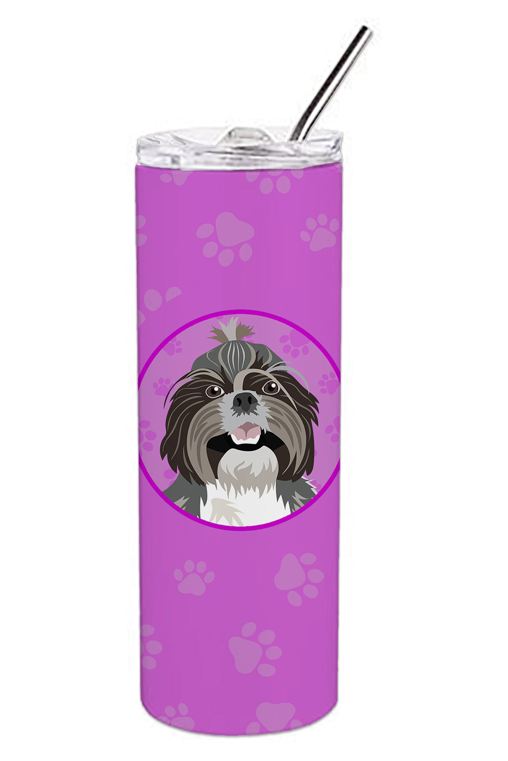 Buy this Shih-Tzu Silver and White Stainless Steel 20 oz Skinny Tumbler