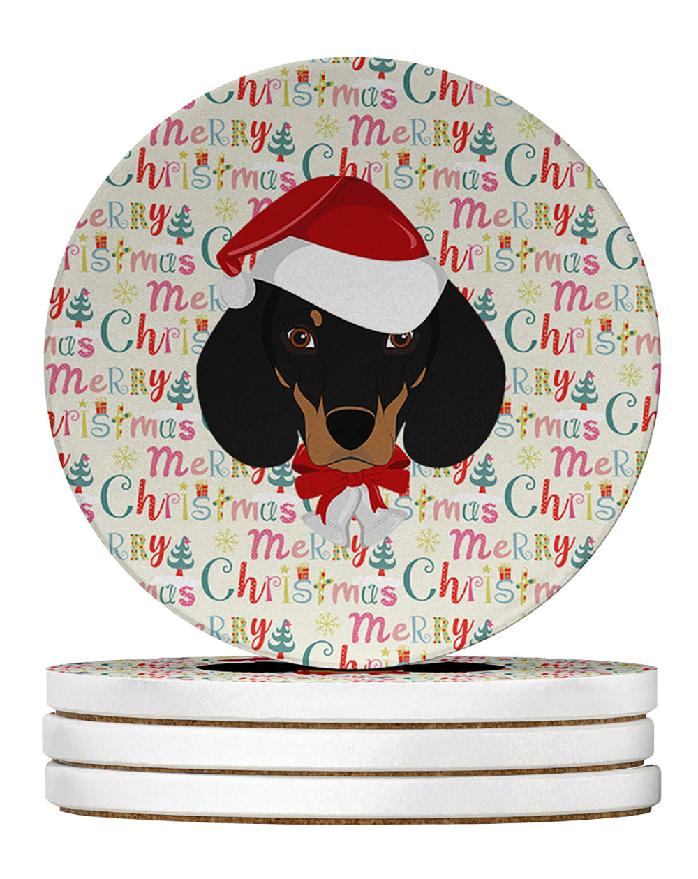 Buy this Dachshund Merry Christmas Large Sandstone Coasters Pack of 4