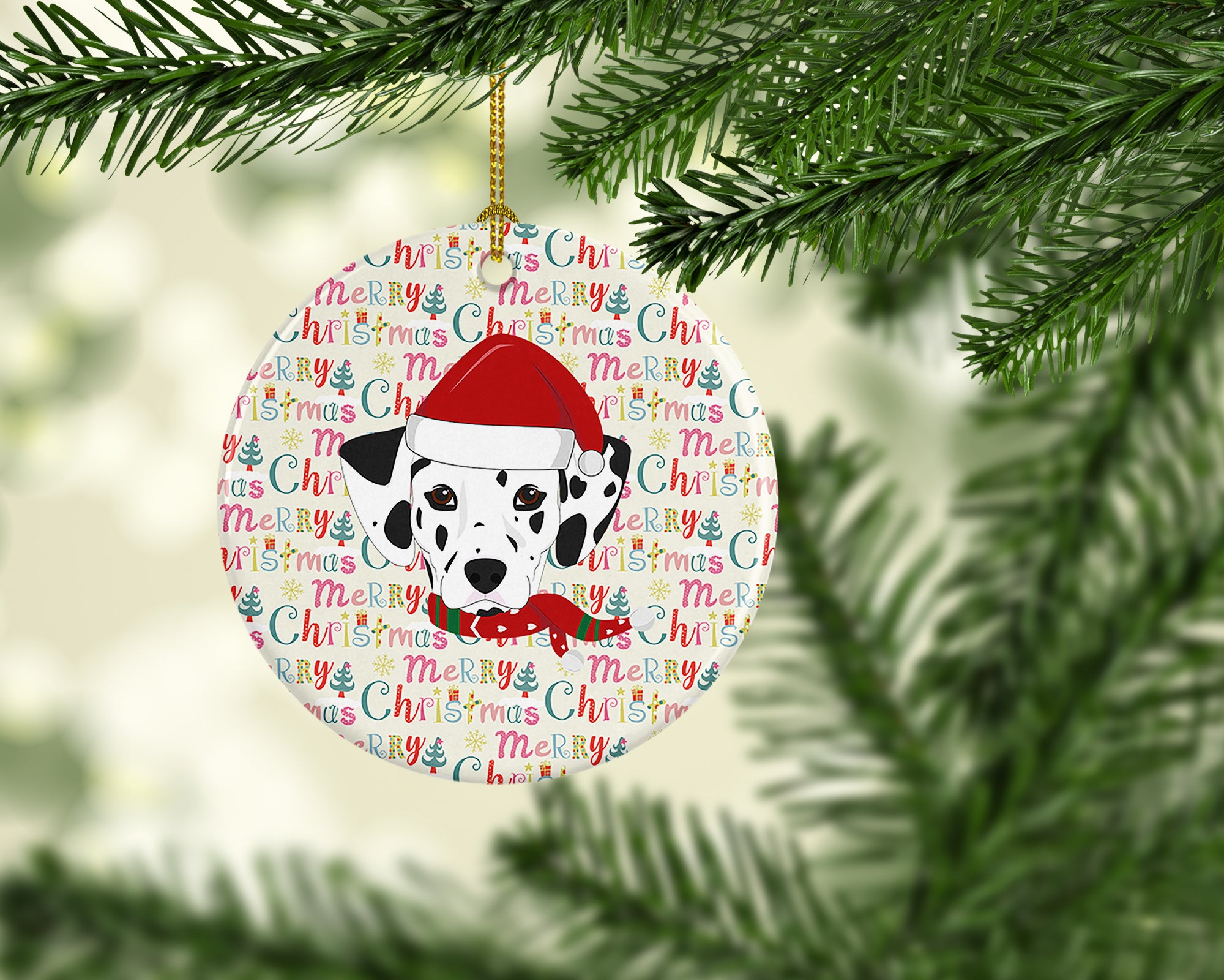 Buy this Dalmatian Merry Christmas Ceramic Ornament