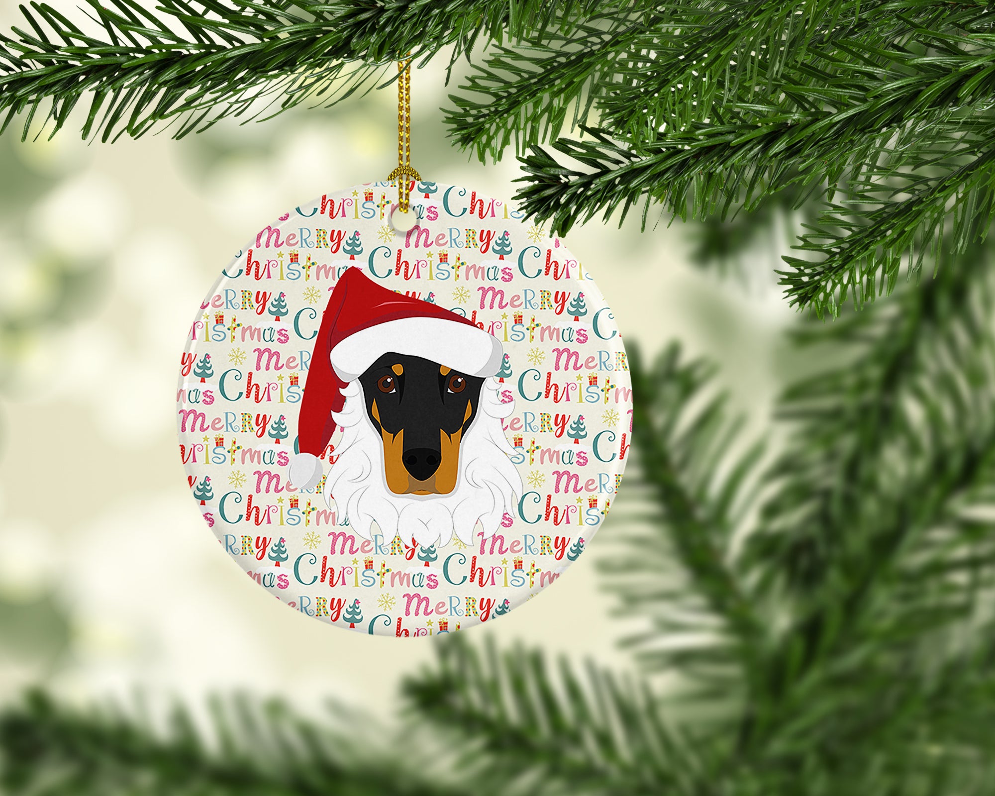 Doberman Pinscher Merry Christmas Ceramic Ornament - the-store.com