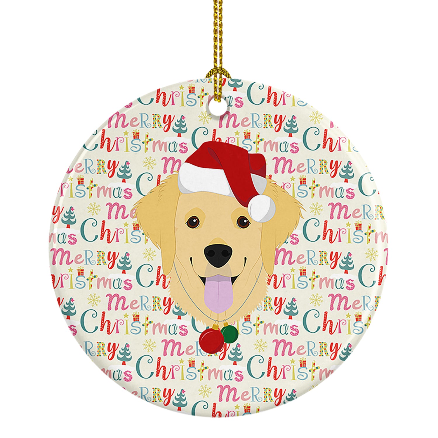 Buy this Golden Retriever Merry Christmas Ceramic Ornament