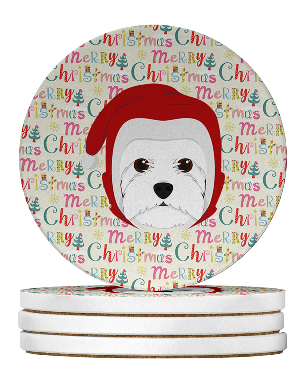 Buy this Westie Merry Christmas Large Sandstone Coasters Pack of 4