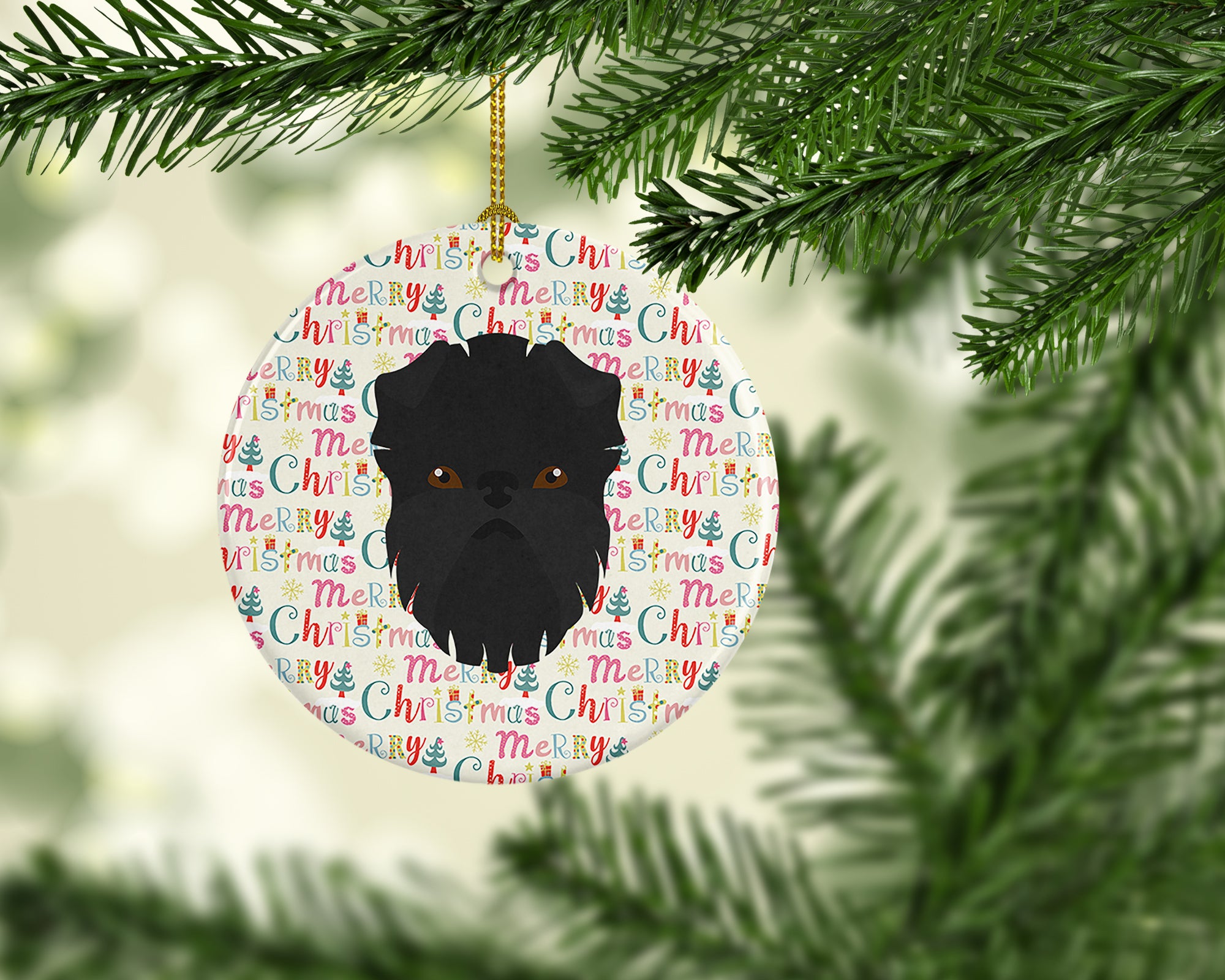 Buy this Affenpinscher Merry Christmas Ceramic Ornament