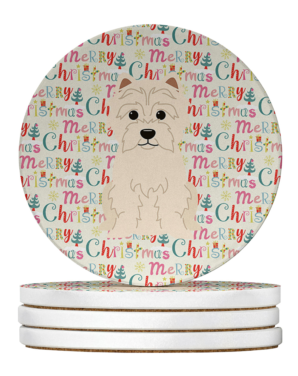 Buy this Merry Christmas Westie Large Sandstone Coasters Pack of 4