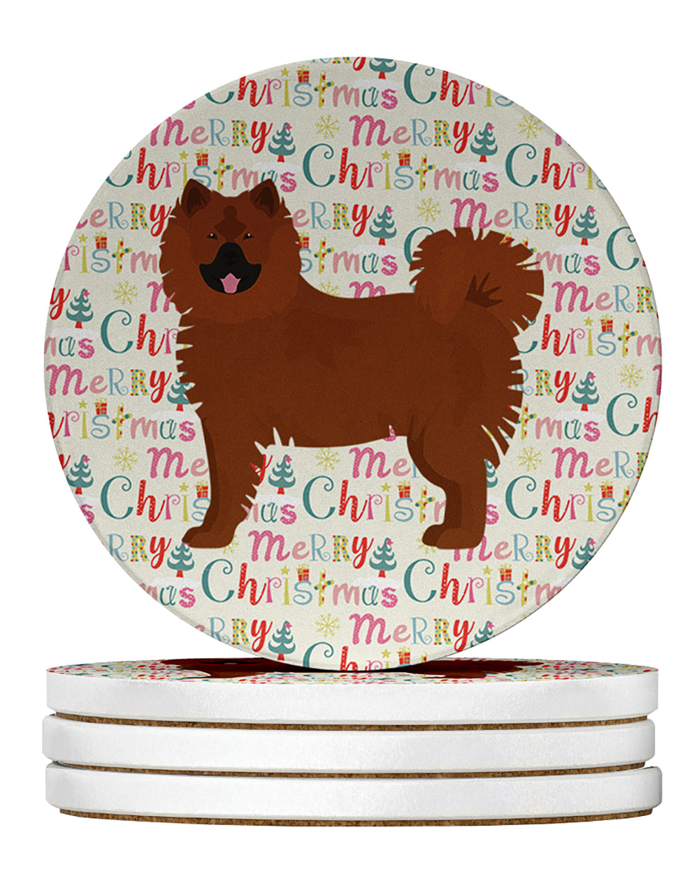 Buy this Eurasier Merry Christmas Large Sandstone Coasters Pack of 4