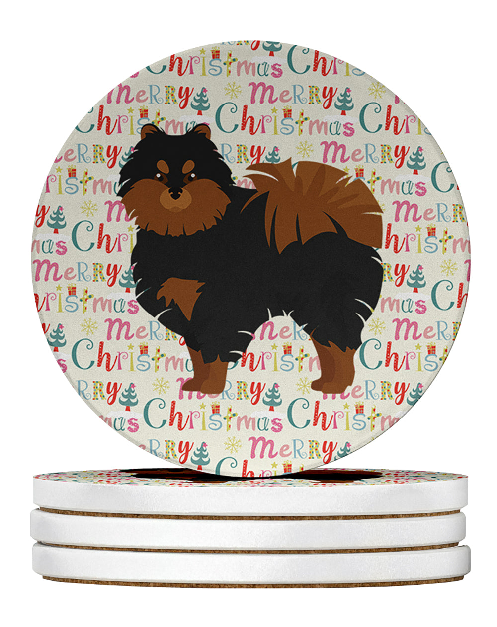 Buy this Pomeranian #2 Merry Christmas Large Sandstone Coasters Pack of 4