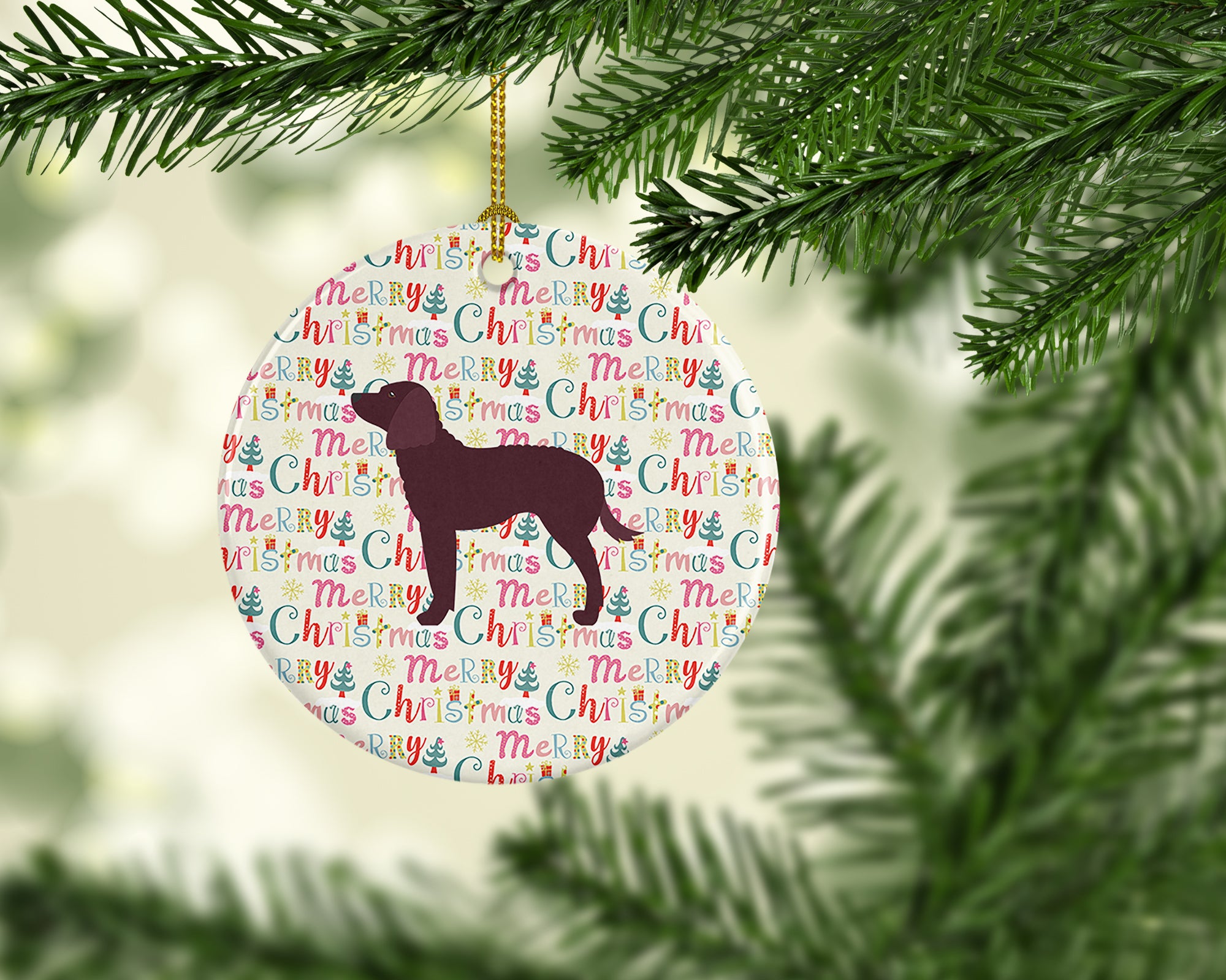 American Water Spaniel Merry Christmas Ceramic Ornament - the-store.com