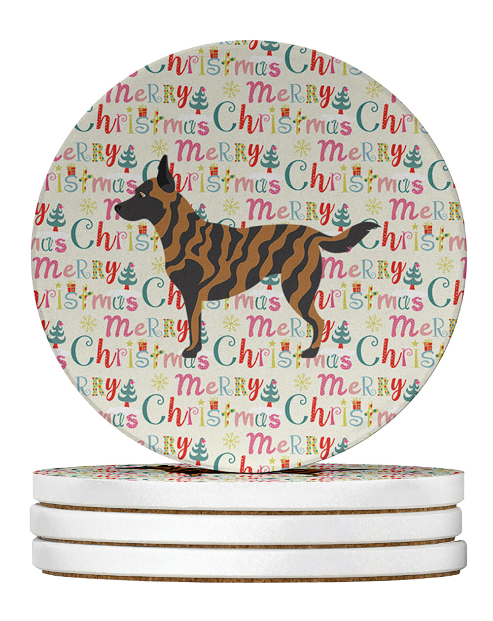 Buy this Dutch Shepherd Merry Christmas Large Sandstone Coasters Pack of 4