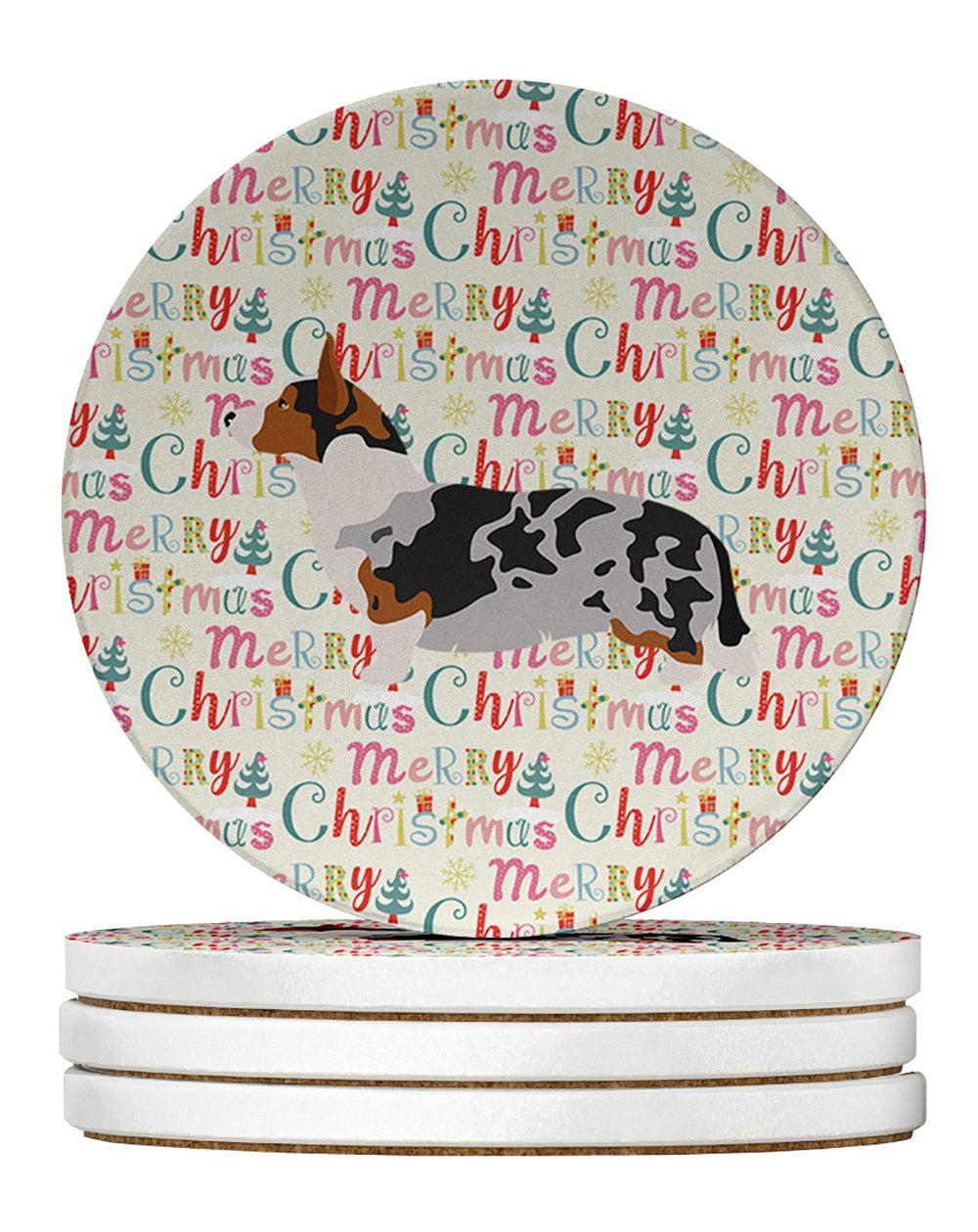 Buy this Welsh Corgi Cardigan Merry Christmas Large Sandstone Coasters Pack of 4