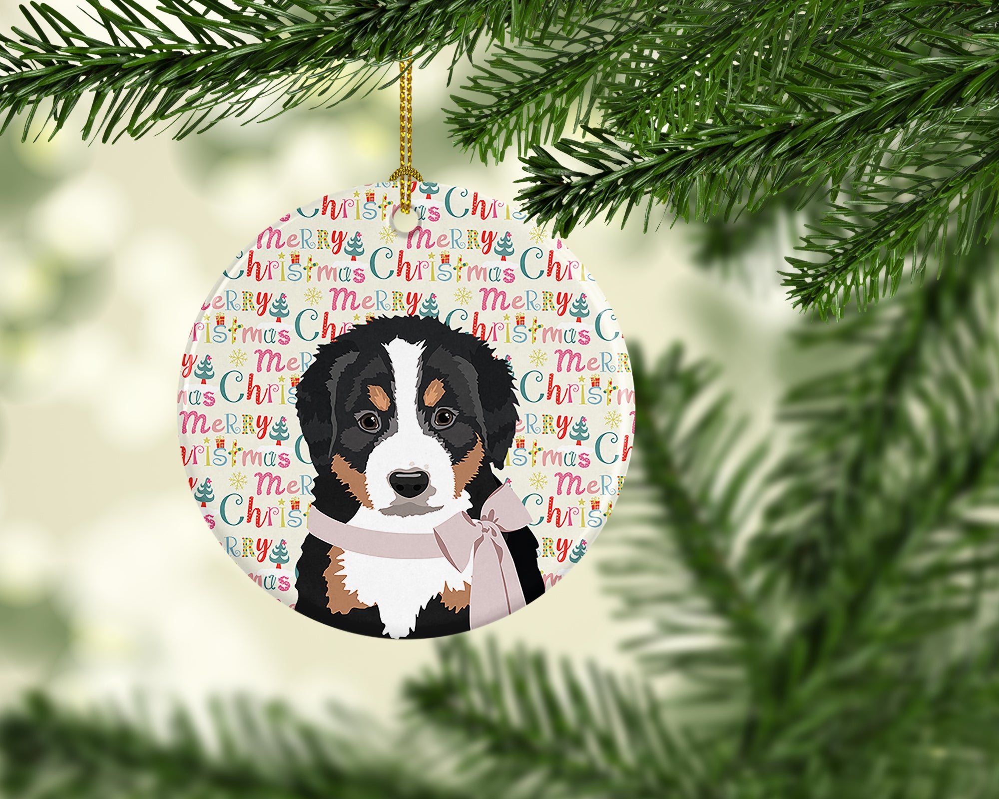 Bernese Mountain Dog Puppy #1 Christmas Ceramic Ornament - the-store.com