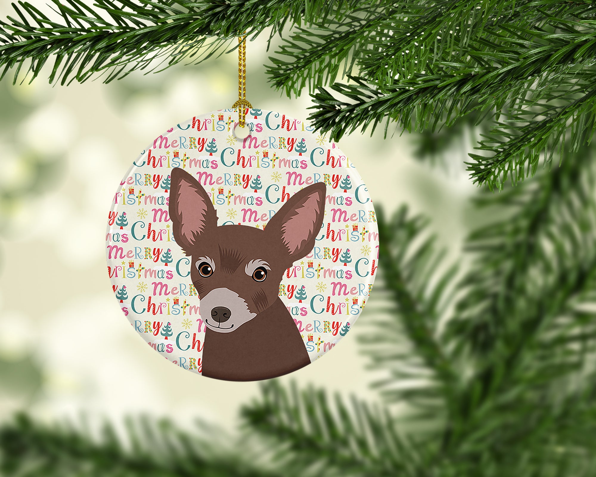 Chihuahua Chocolate #2 Christmas Ceramic Ornament - the-store.com