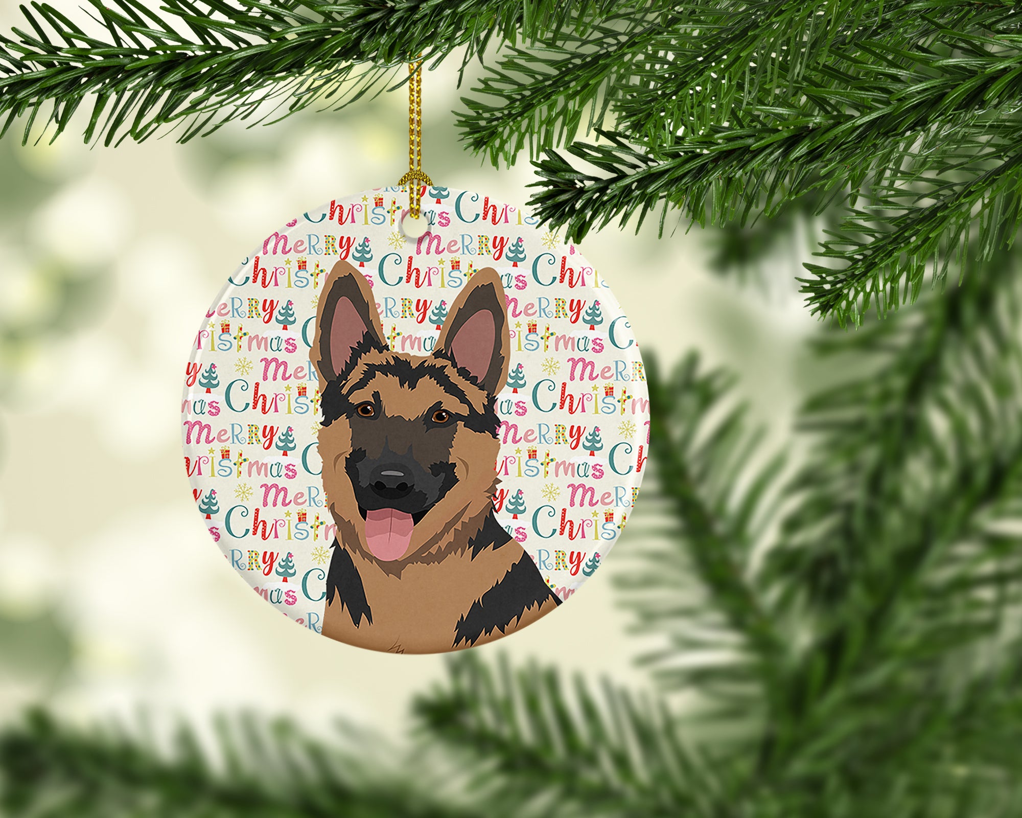 Buy this German Shepherd Red and Black Christmas Ceramic Ornament