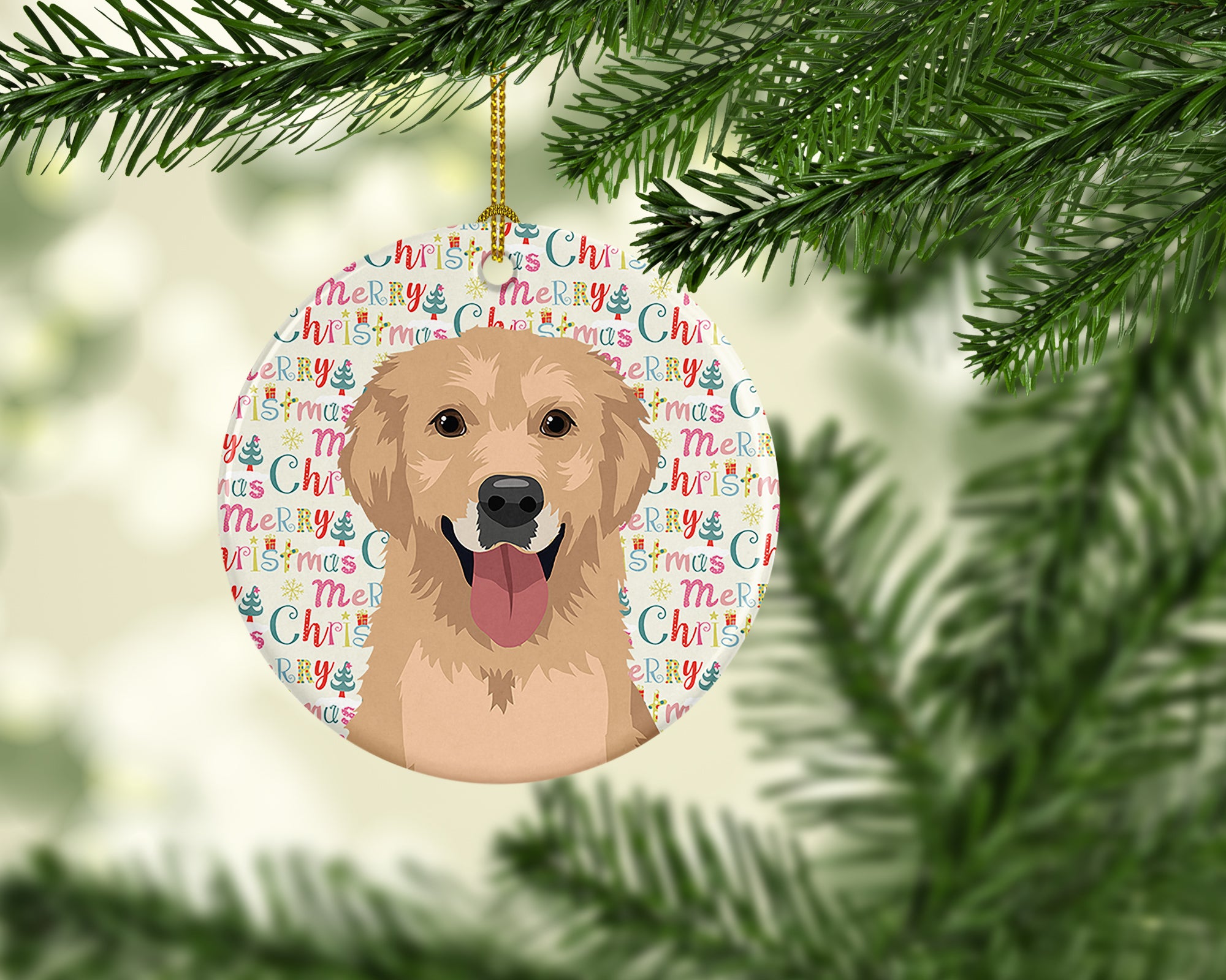 Golden Retriever Fawn #3 Christmas Ceramic Ornament - the-store.com