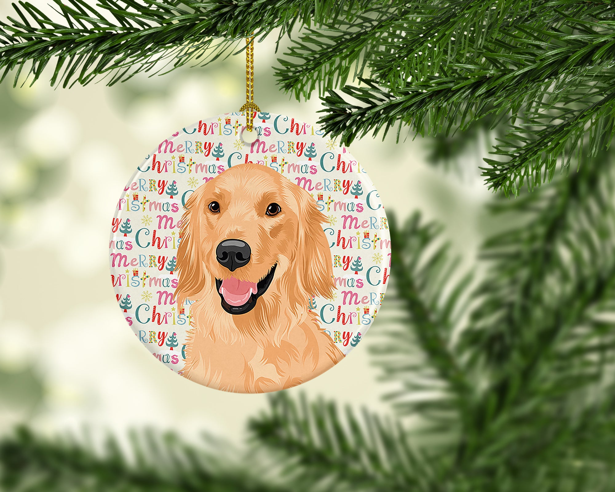 Golden Retriever Gold #1 Christmas Ceramic Ornament - the-store.com