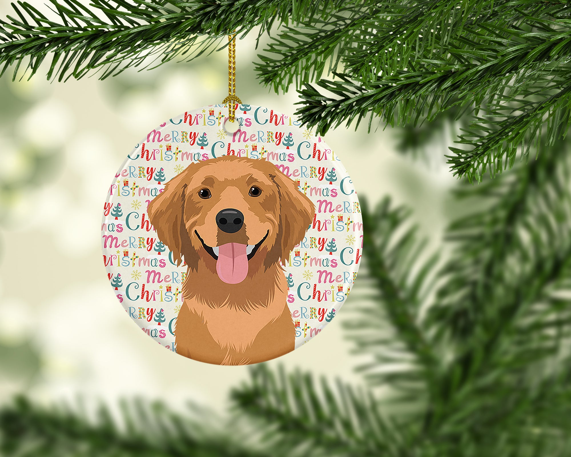 Golden Retriever Red #2 Christmas Ceramic Ornament - the-store.com