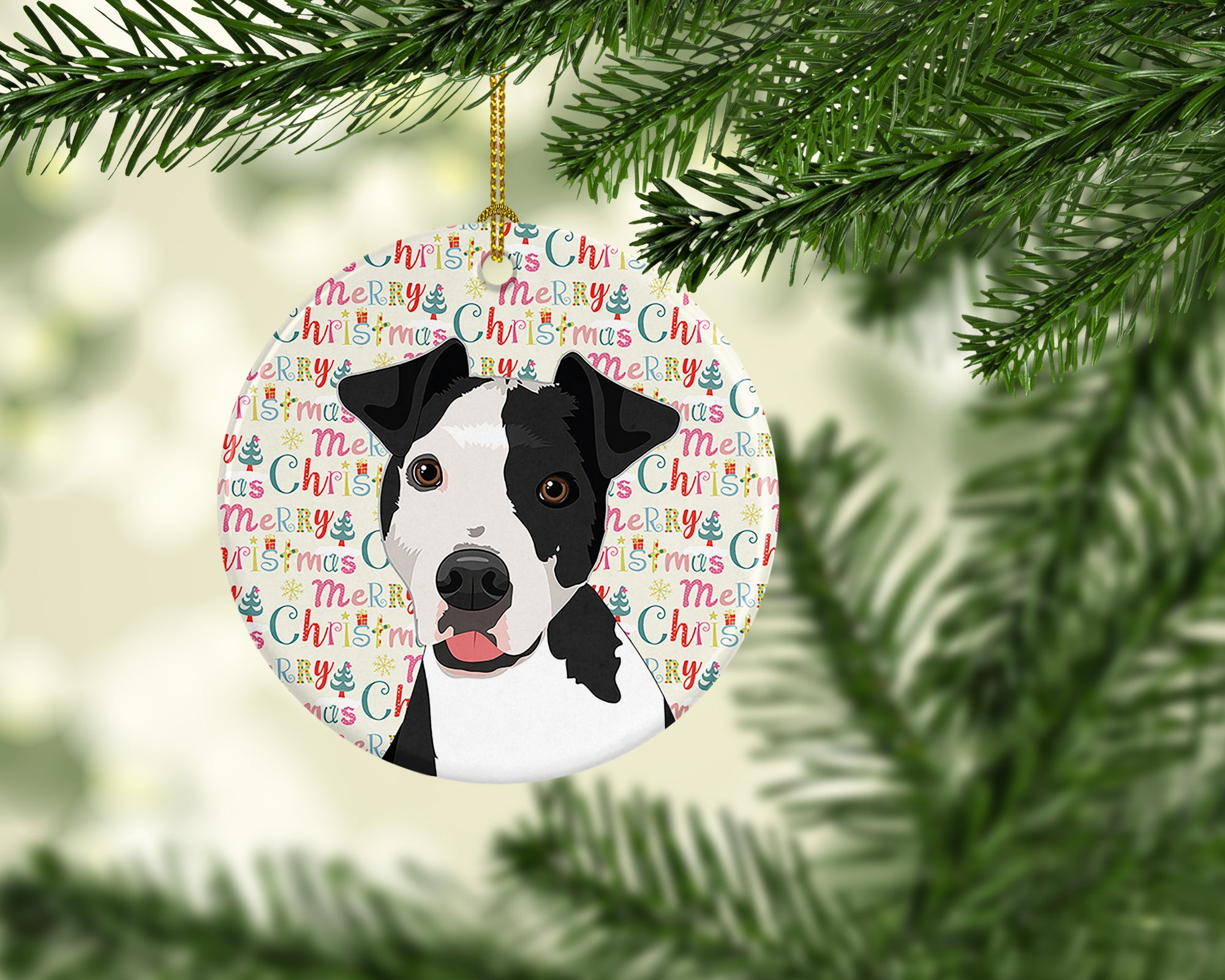 Pit Bull Black #2 Christmas Ceramic Ornament - the-store.com