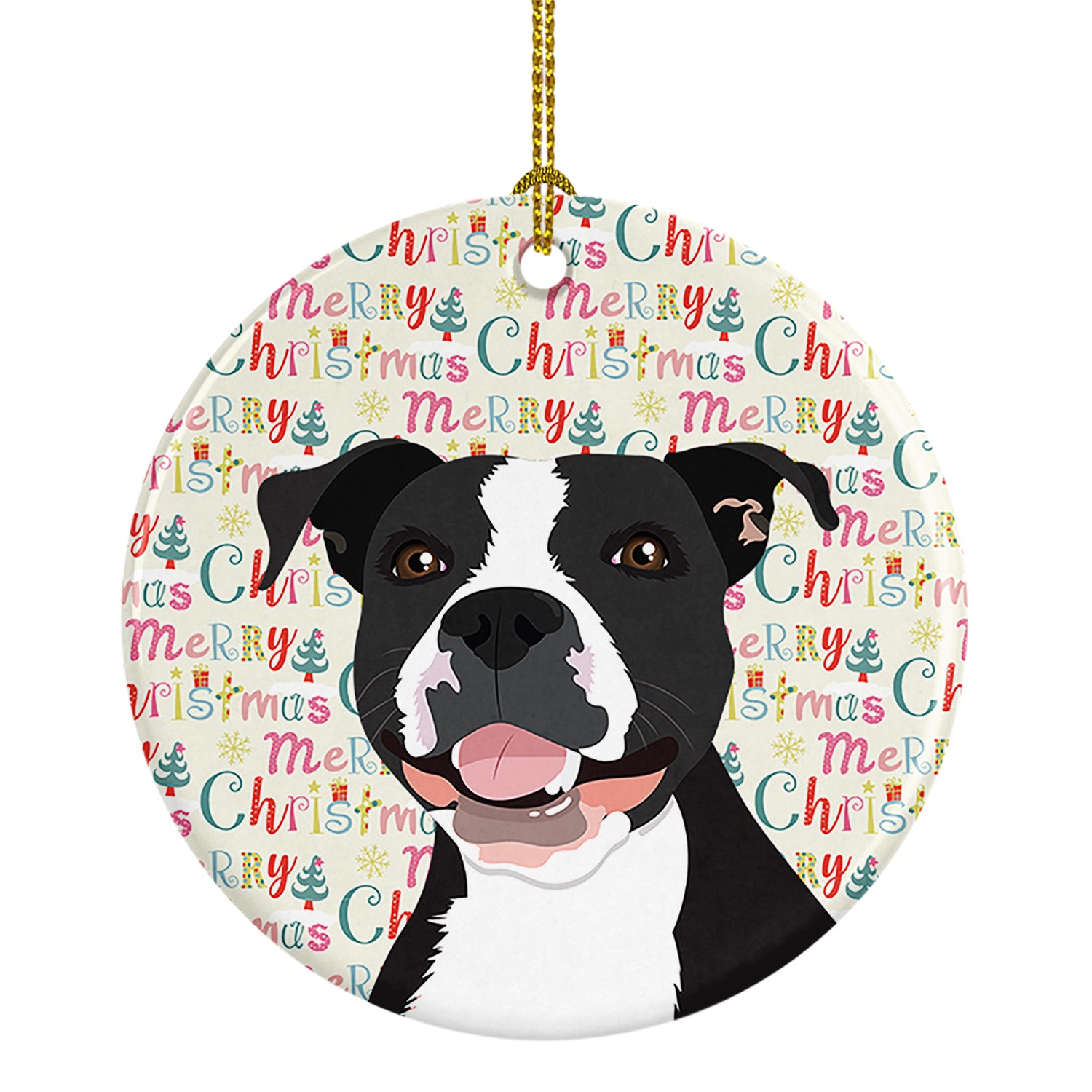 Buy this Pit Bull Black #3 Christmas Ceramic Ornament