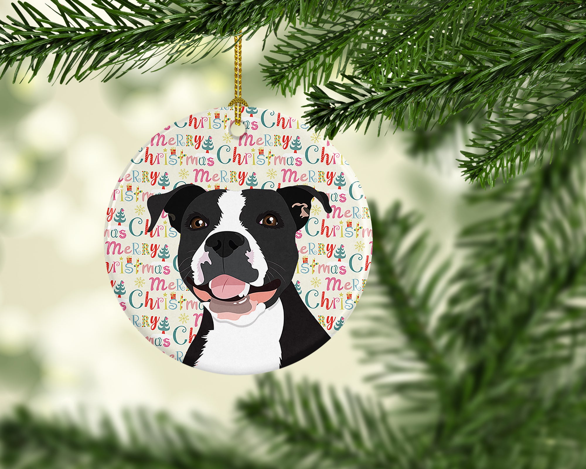 Buy this Pit Bull Black #3 Christmas Ceramic Ornament