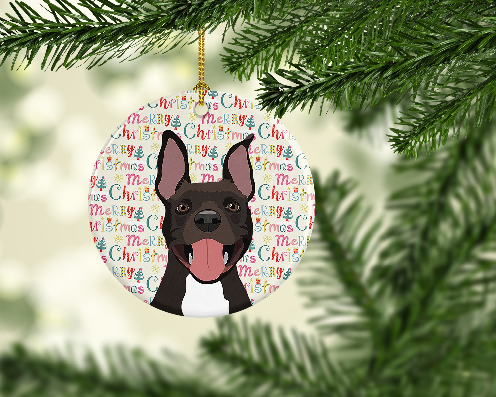 Buy this Pit Bull Black #4 Christmas Ceramic Ornament