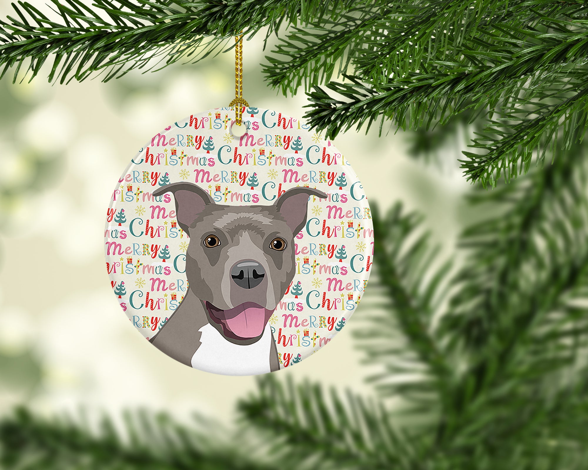 Buy this Pit Bull Blue #1 Christmas Ceramic Ornament