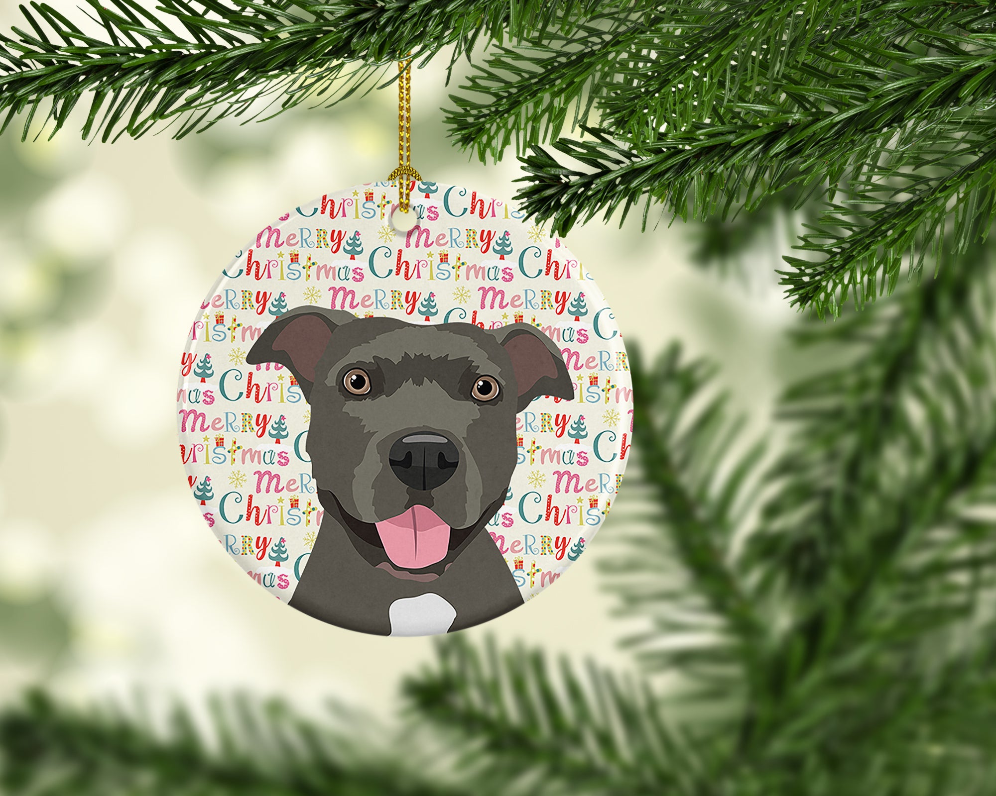 Buy this Pit Bull Blue #3 Christmas Ceramic Ornament