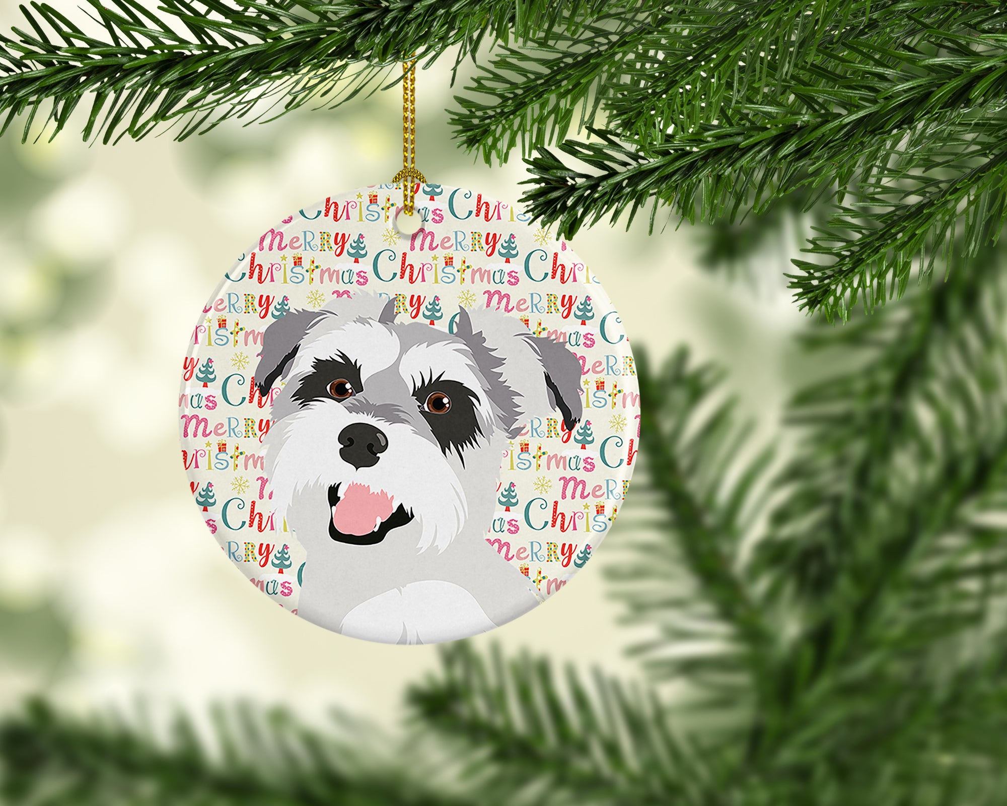 Schnauzer Salt and Pepper #2 Christmas Ceramic Ornament - the-store.com