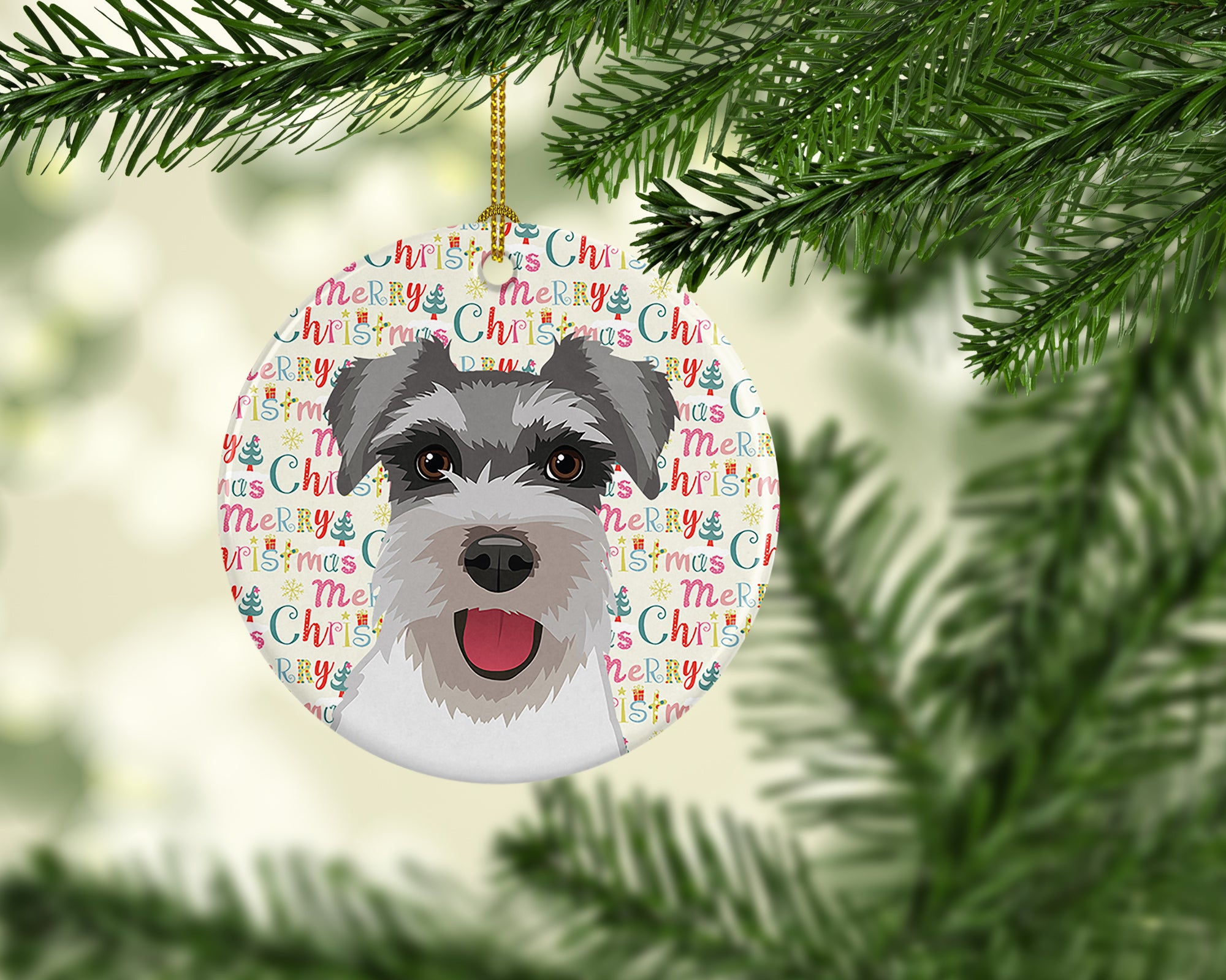 Buy this Schnauzer Salt and Pepper #3 Christmas Ceramic Ornament