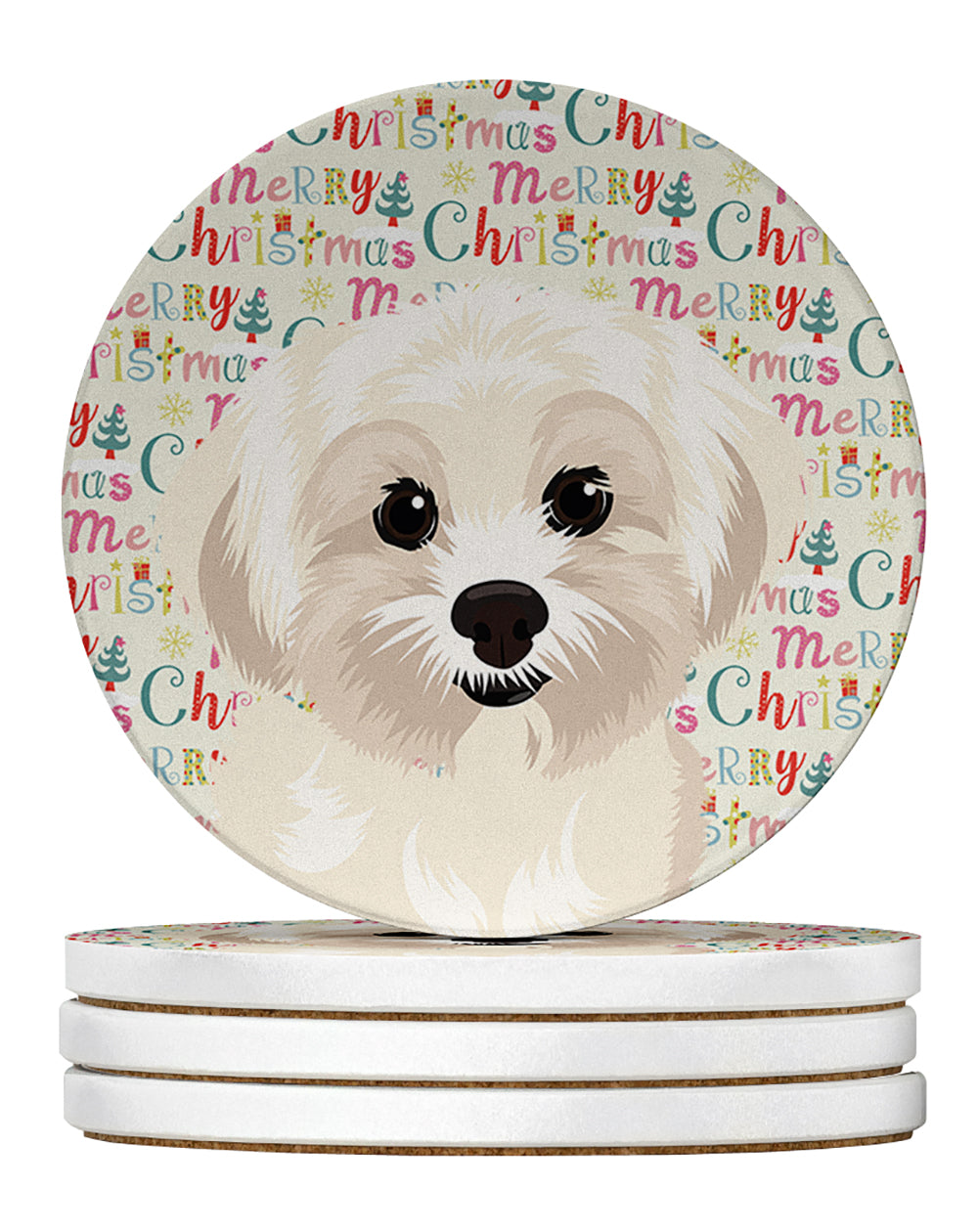 Buy this Shih-Tzu Gold #4 Christmas Large Sandstone Coasters Pack of 4