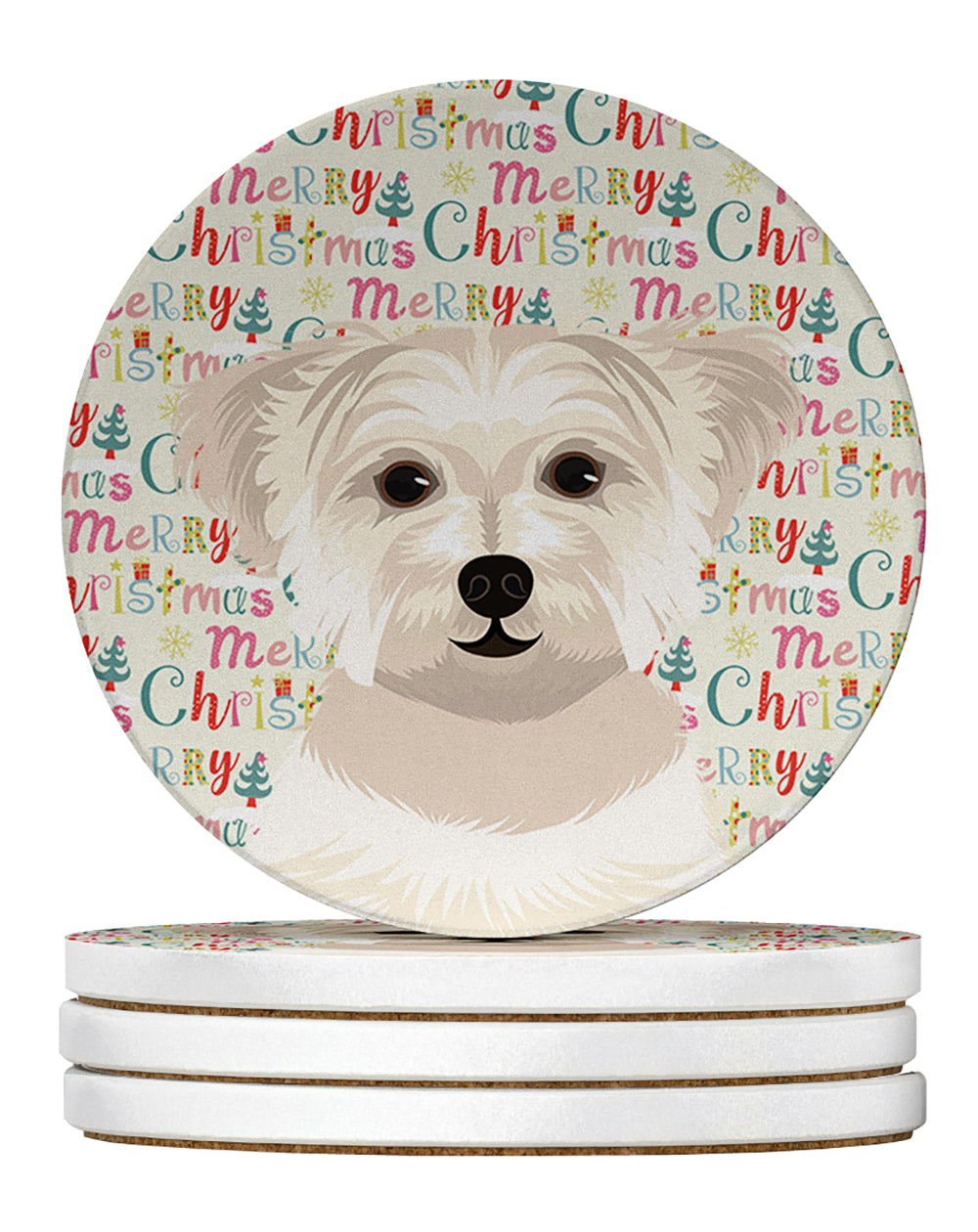 Buy this Shih-Tzu Gold #6 Christmas Large Sandstone Coasters Pack of 4