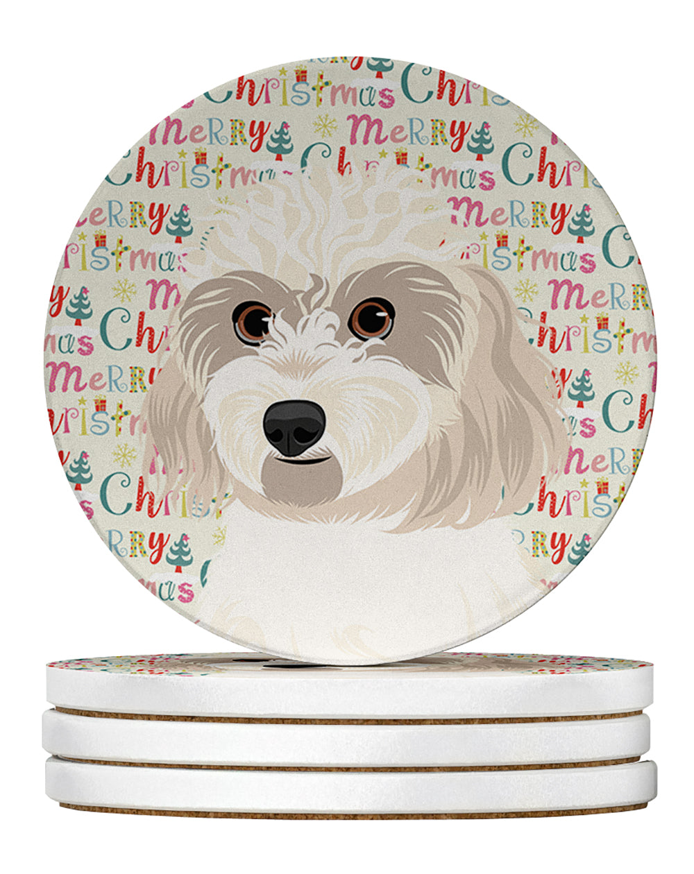 Buy this Shih-Tzu Gold #7 Christmas Large Sandstone Coasters Pack of 4