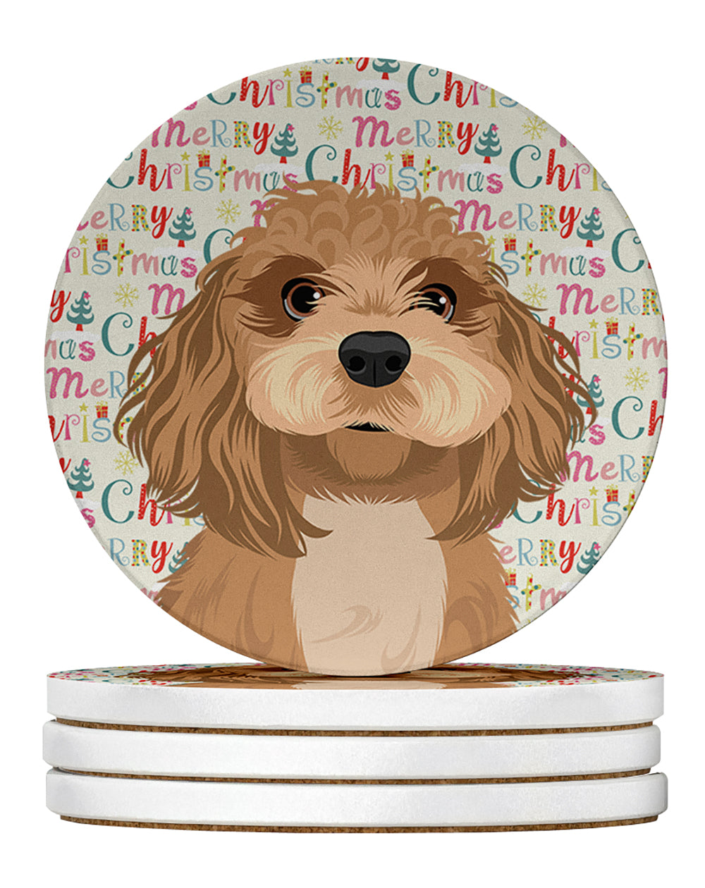 Buy this Shih-Tzu Red Christmas Large Sandstone Coasters Pack of 4