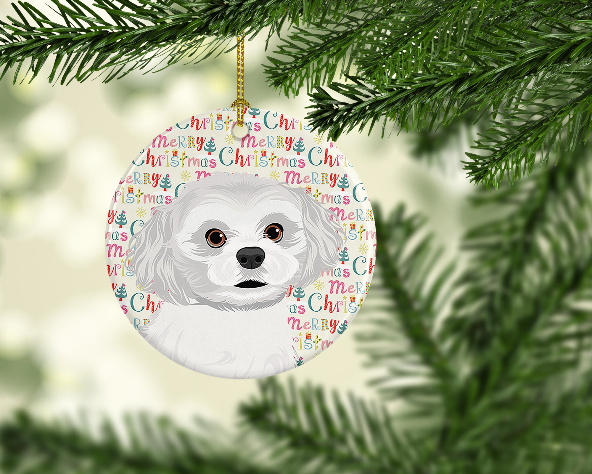 Buy this Shih-Tzu Silver and White #1 Christmas Ceramic Ornament