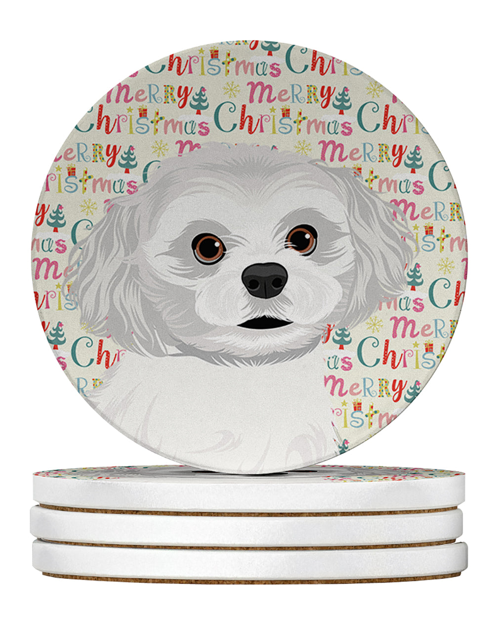 Buy this Shih-Tzu Silver and White #1 Christmas Large Sandstone Coasters Pack of 4