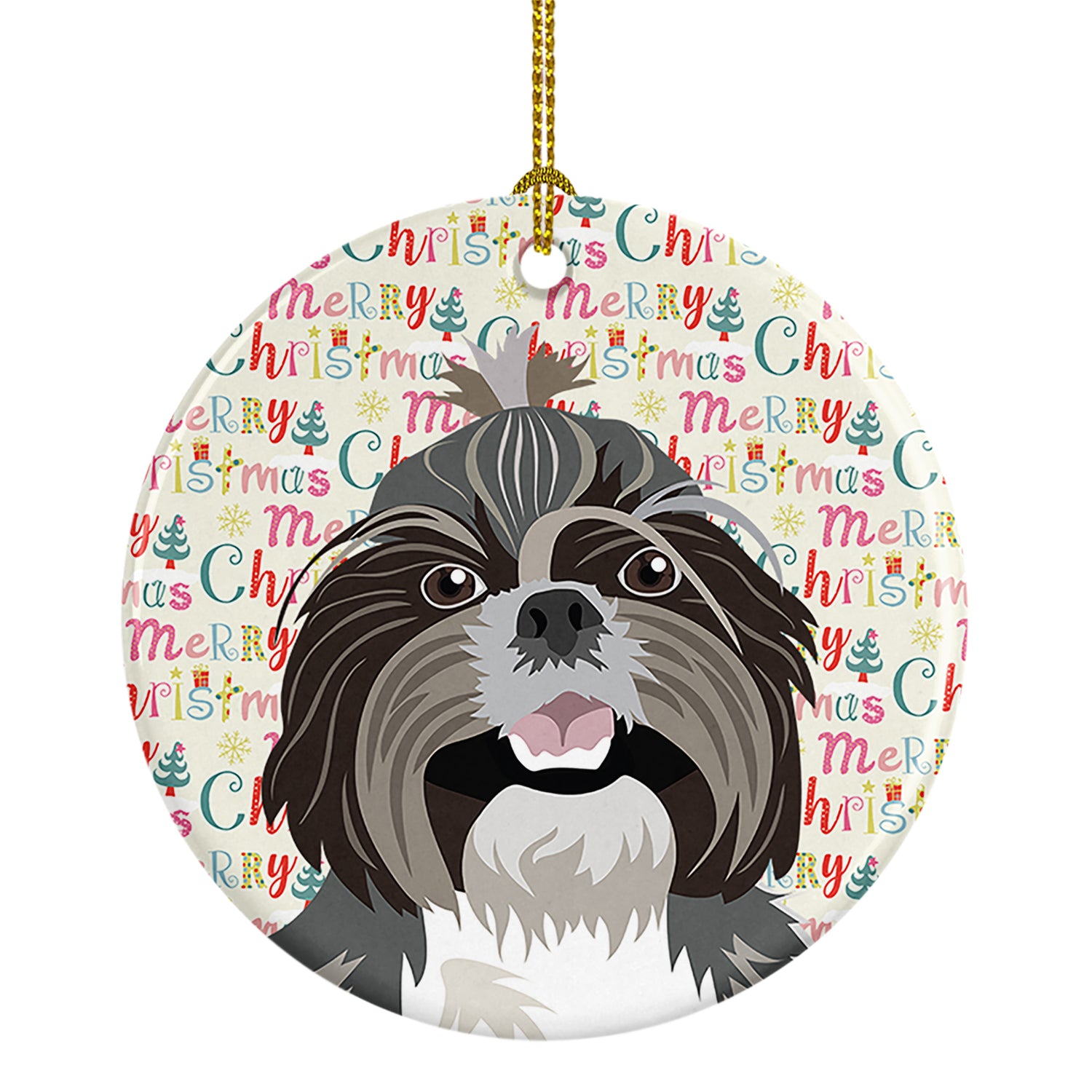 Buy this Shih-Tzu Silver and White #2 Christmas Ceramic Ornament