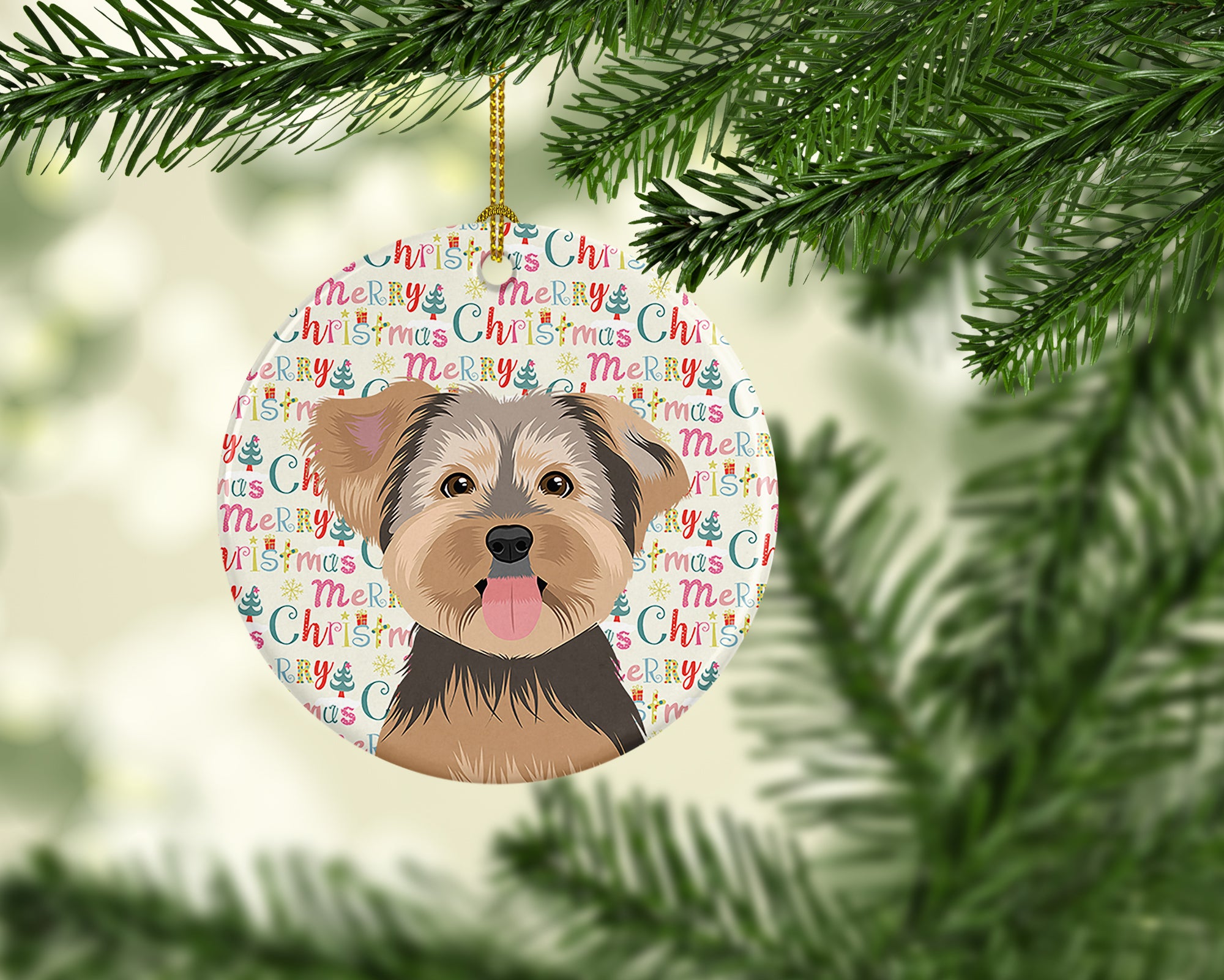 Yorkie Chocolate #2 Christmas Ceramic Ornament - the-store.com