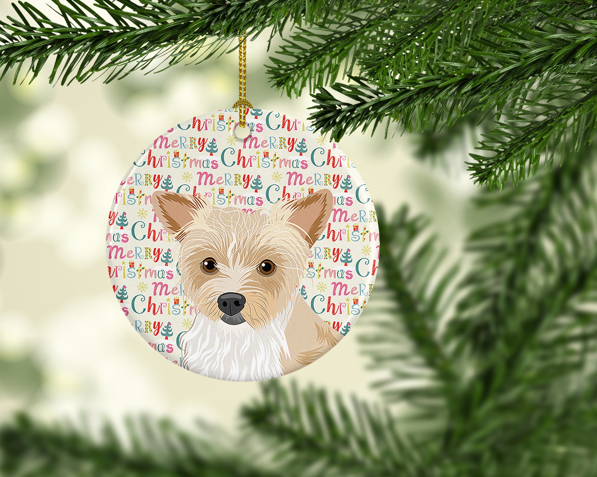 Buy this Yorkie Parti Christmas Ceramic Ornament