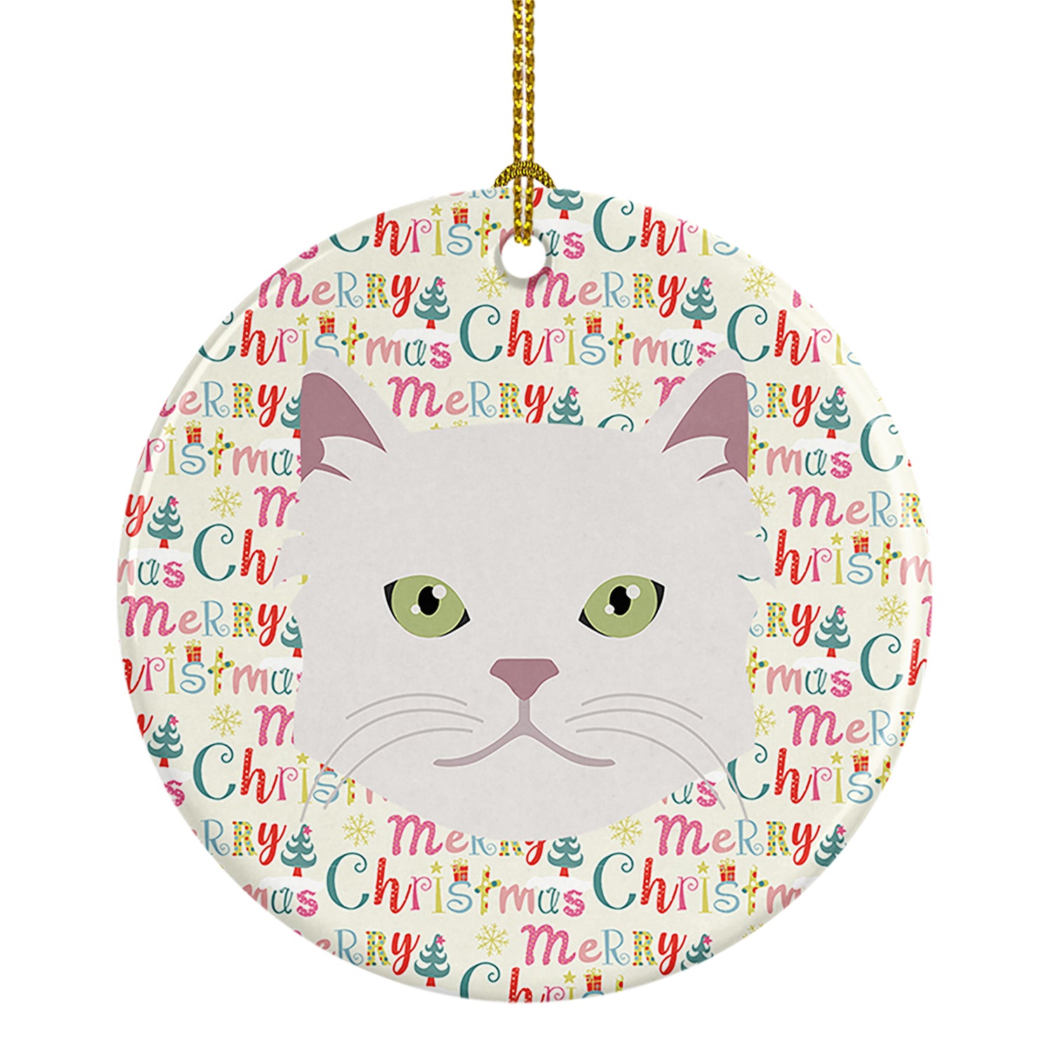 Buy this Asian Semi Longhaired Cat Christmas Ceramic Ornament