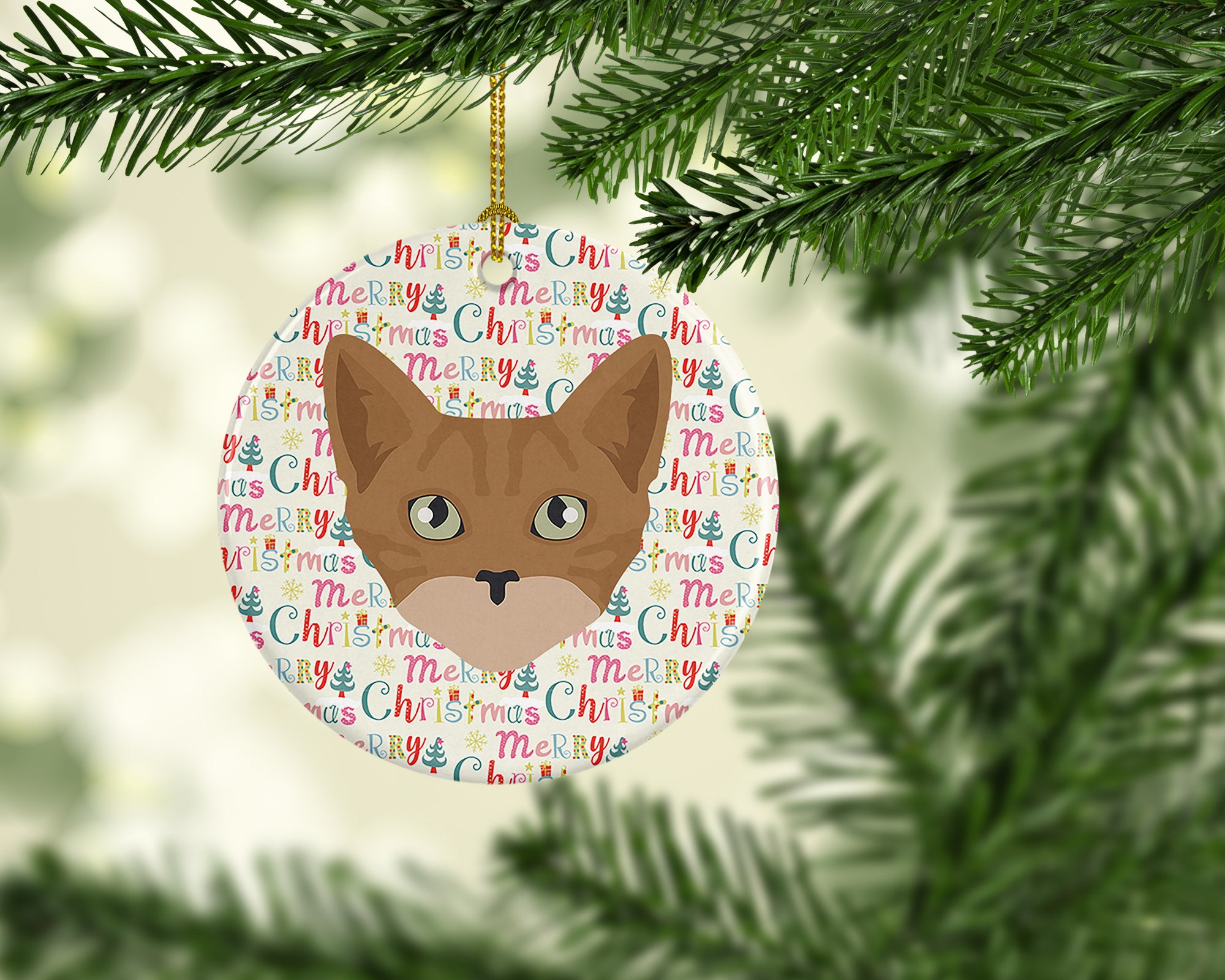 Australian Mist Cat Christmas Ceramic Ornament - the-store.com