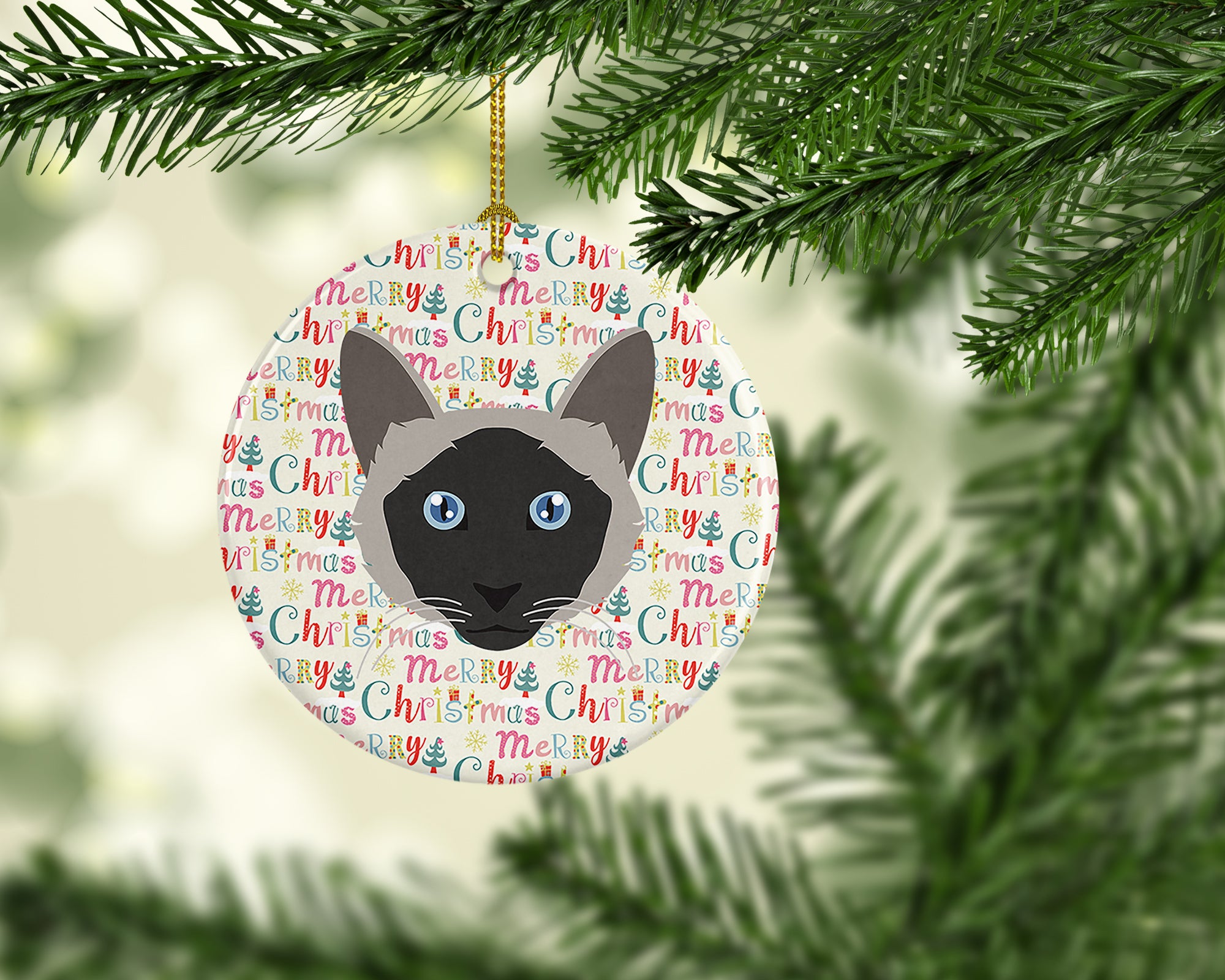 Buy this Balinese Cat Christmas Ceramic Ornament