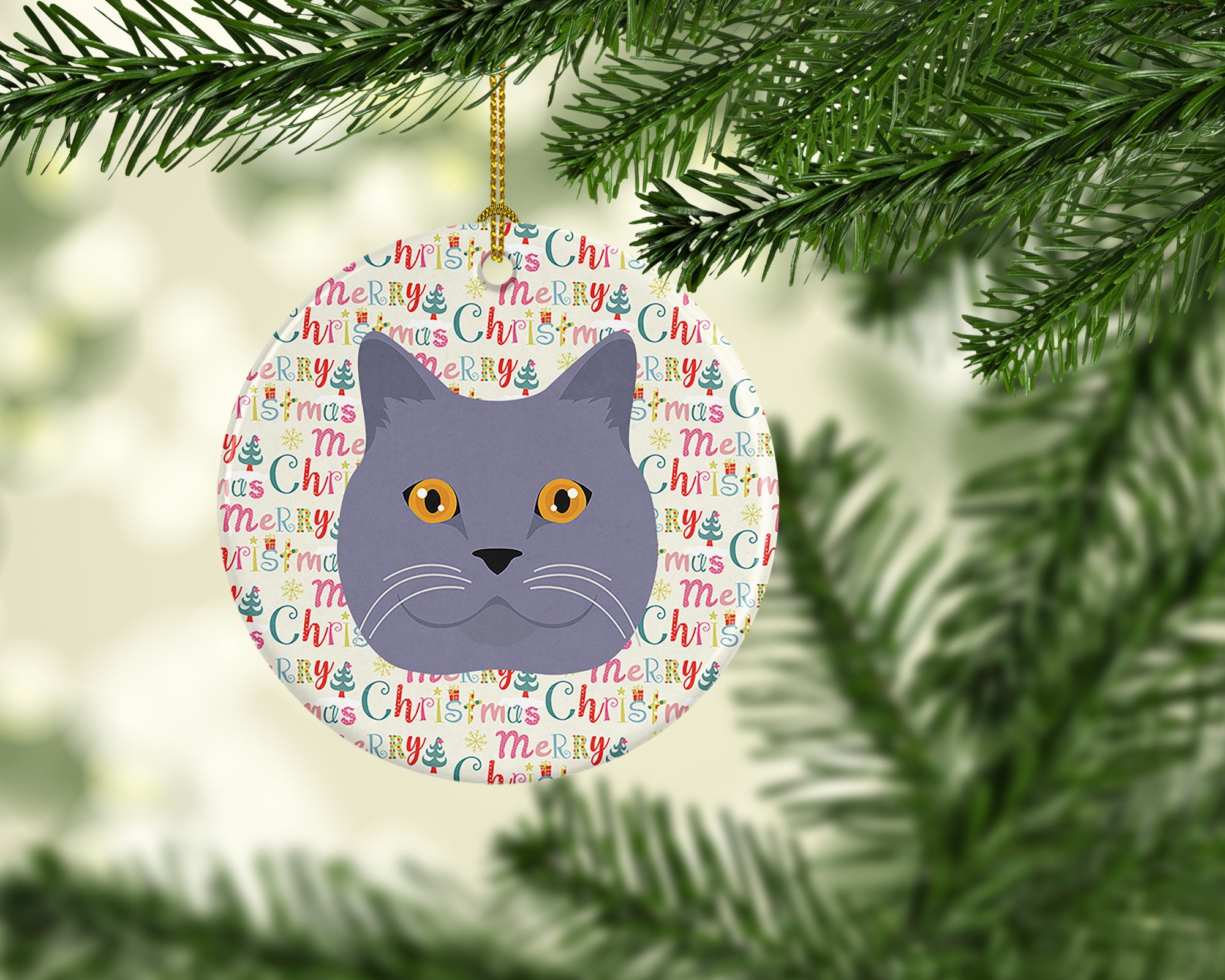 Buy this British Shorthair Cat Christmas Ceramic Ornament