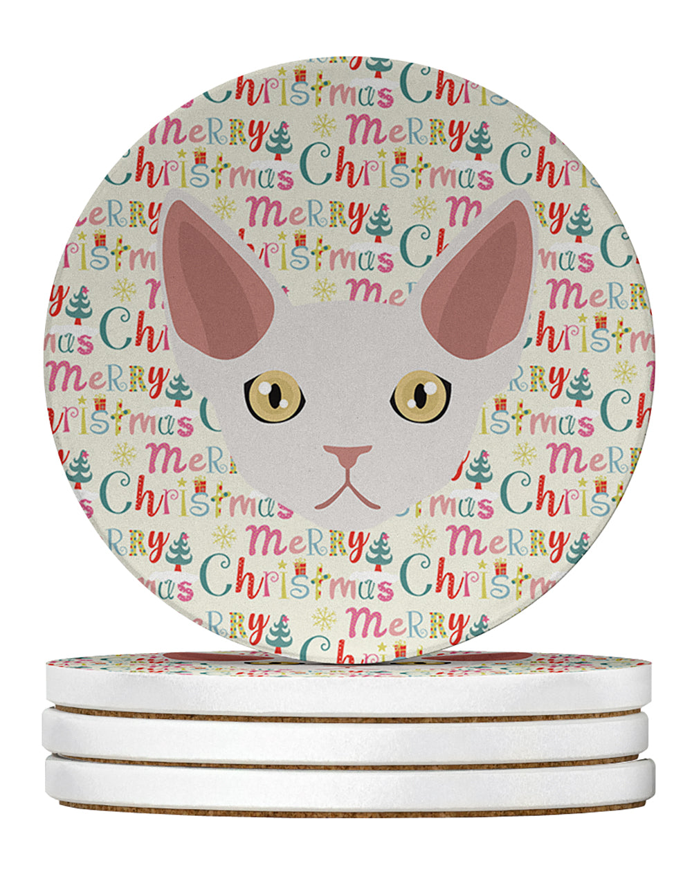 Buy this Devon Rex Cat Christmas Large Sandstone Coasters Pack of 4