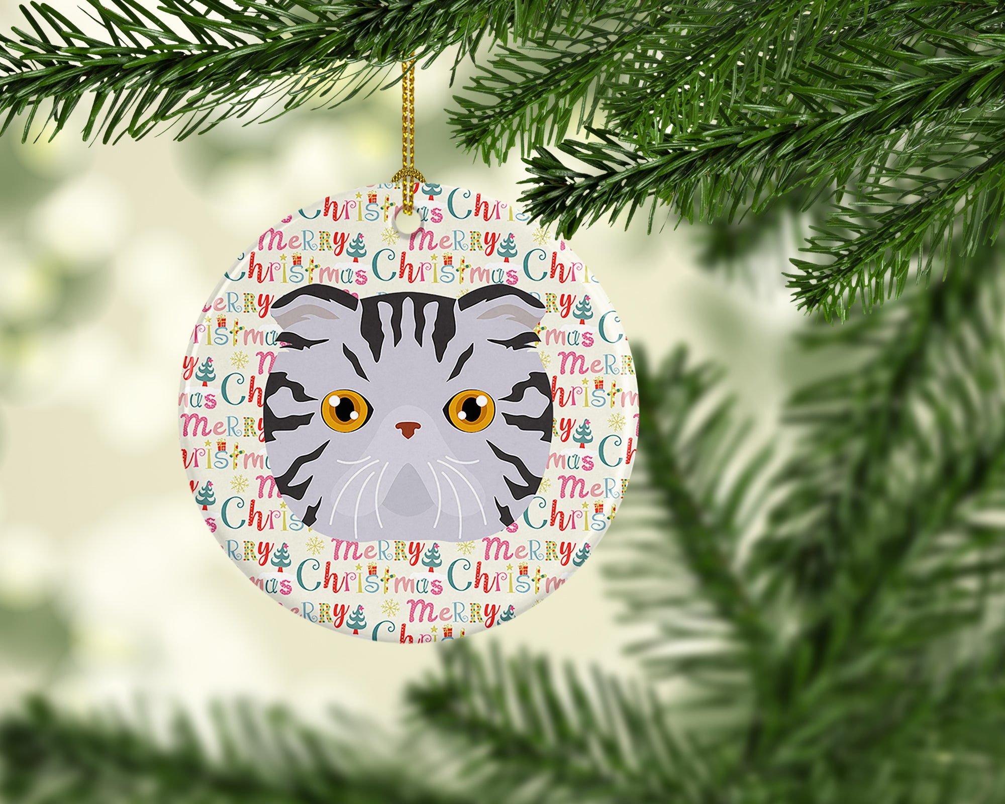 Buy this Foldex Exotic Fold Cat Christmas Ceramic Ornament