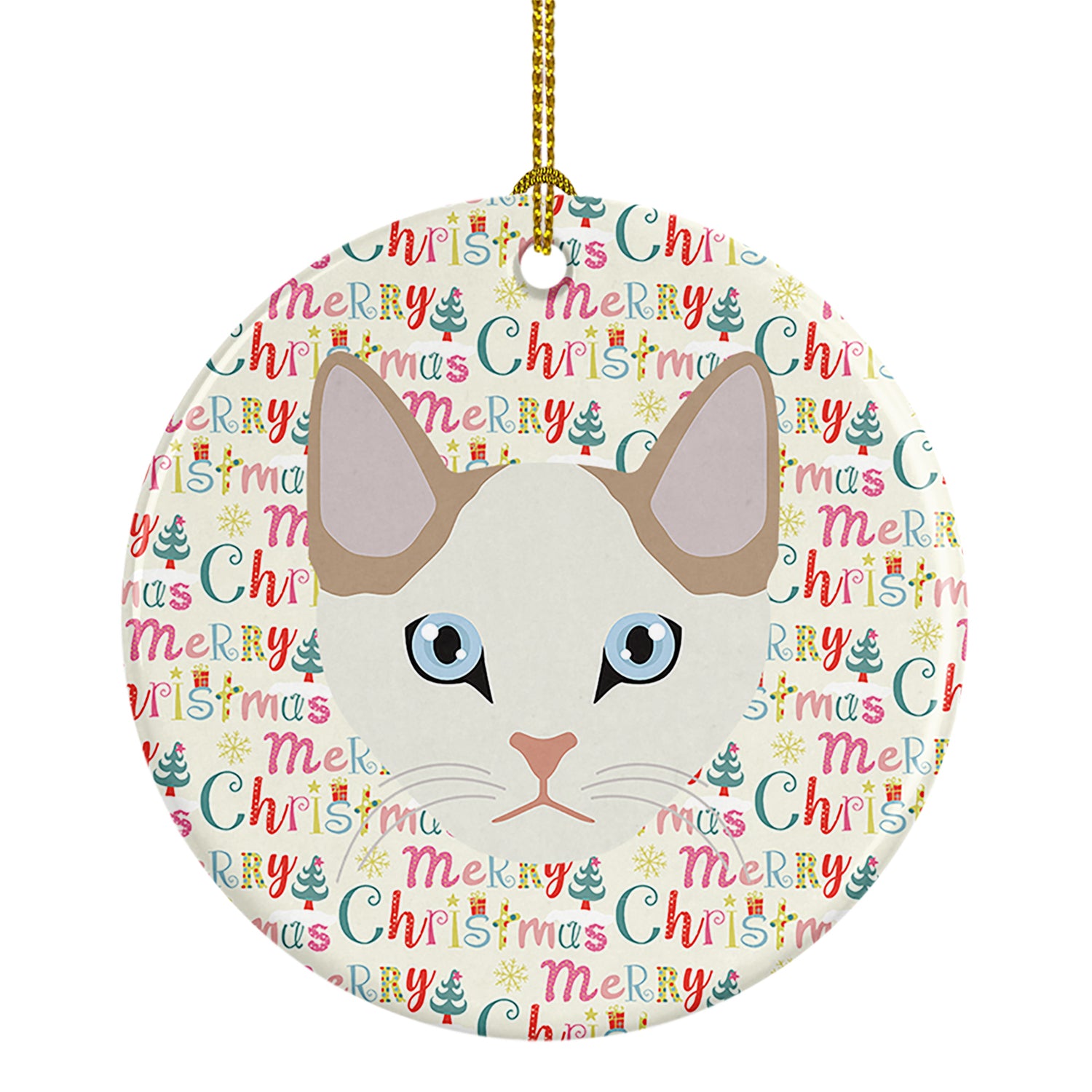 Buy this Korean Bobtail Cat Christmas Ceramic Ornament