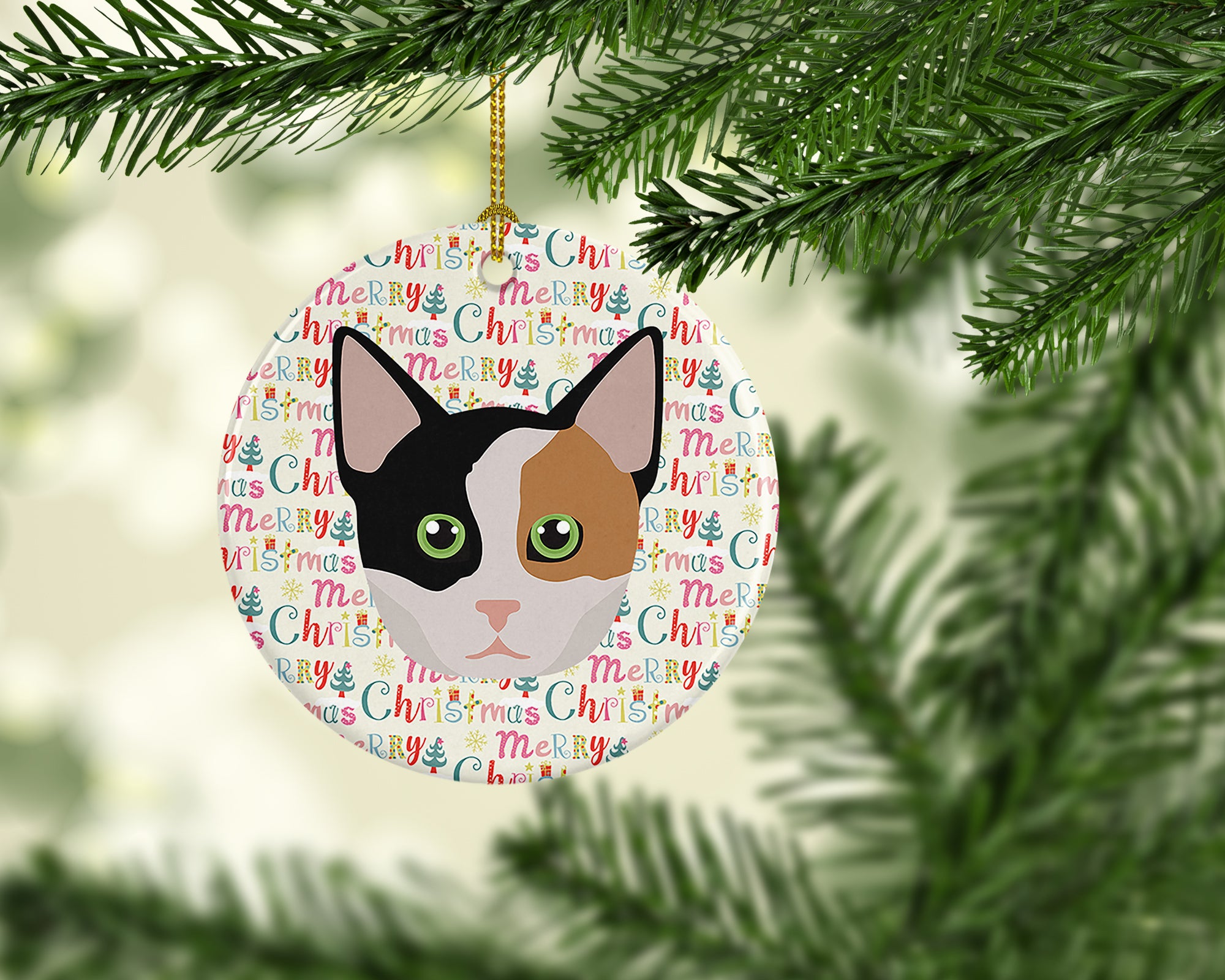 Buy this Munchkin Cat Christmas Ceramic Ornament